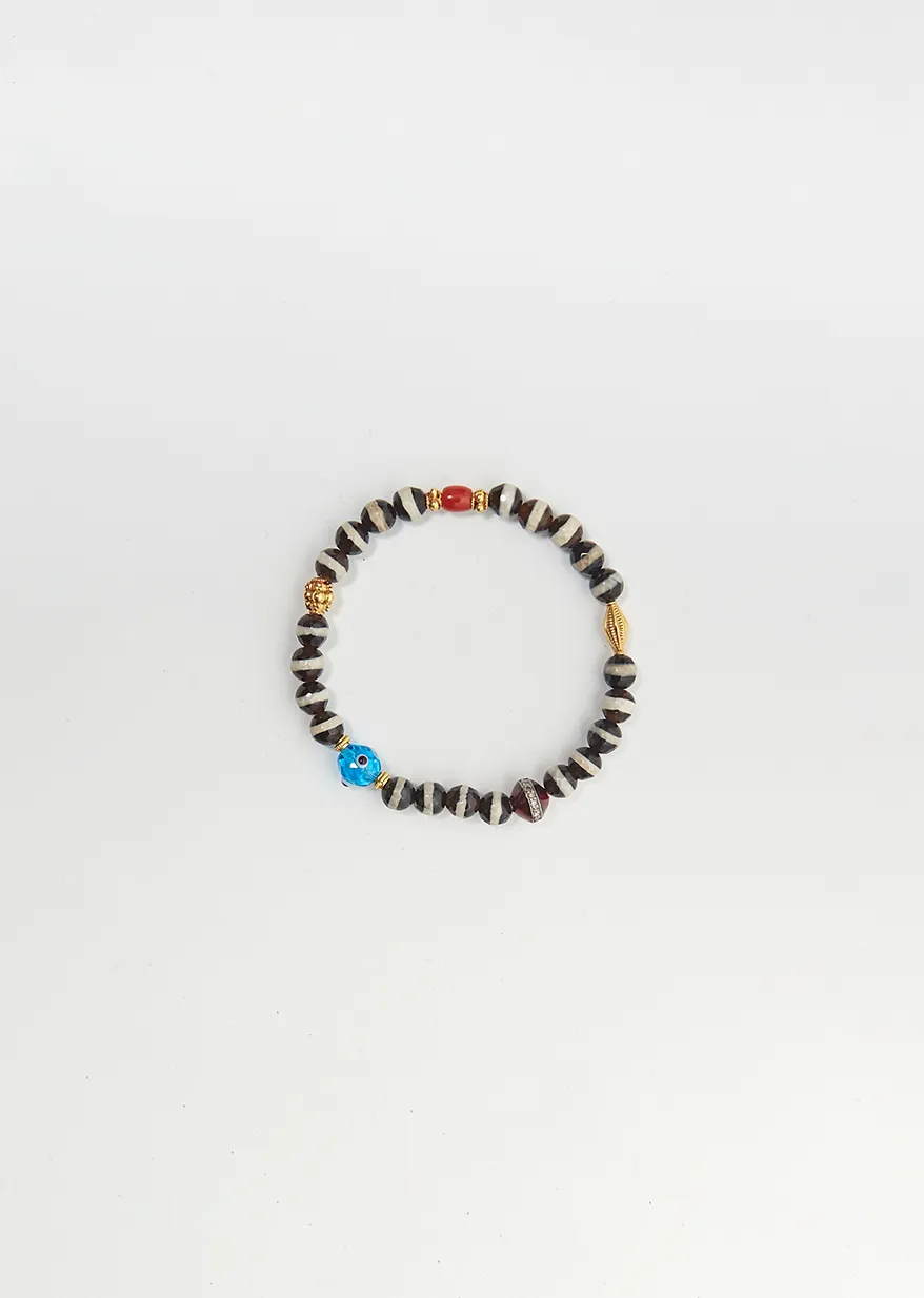 Black Agate Stripe Beaded Bracelet 29 sold by La Garconne