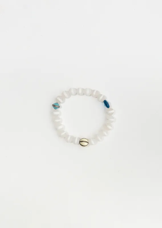 White Agate Stripe Beaded Bracelet 6 sold by La Garconne