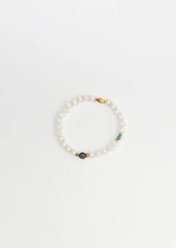 White Agate Stripe Beaded Bracelet 63 sold by La Garconne