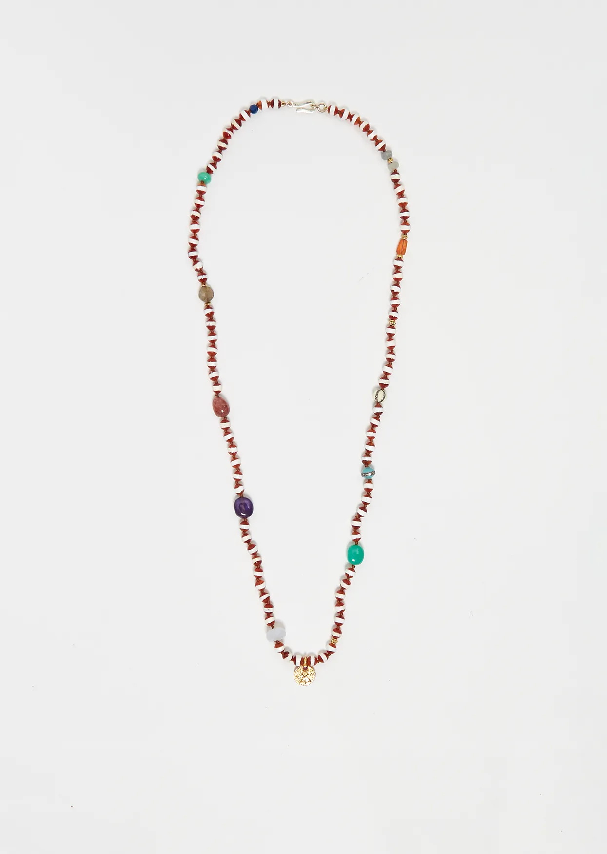 Brown Agate Stripe Beaded Necklace 50 75cm sold by La Garconne