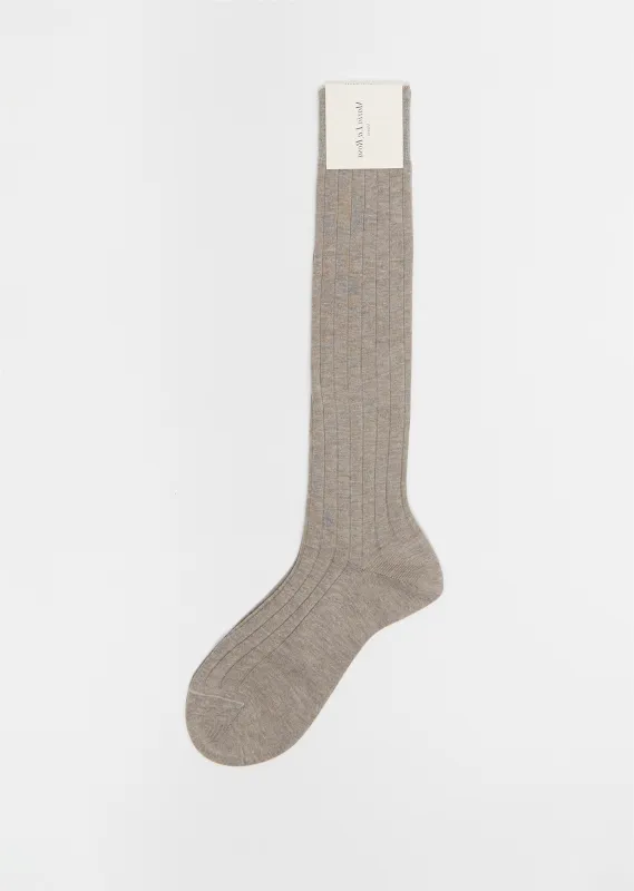 Cotton Bio College Socks — Sabbia Melange sold by La Garconne