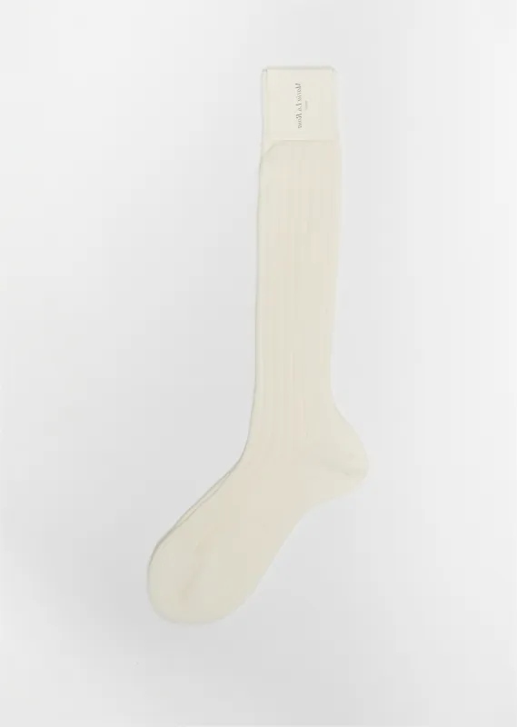 Cotton Bio College Socks — Ecru sold by La Garconne