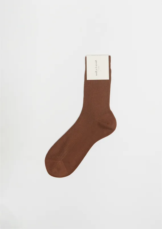 Silk Blend One Ribbed Socks — Cocco sold by La Garconne