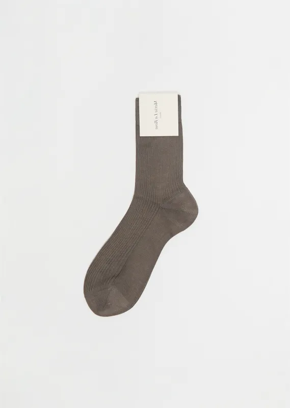 Silk Blend One Ribbed Socks — Lavagna sold by La Garconne
