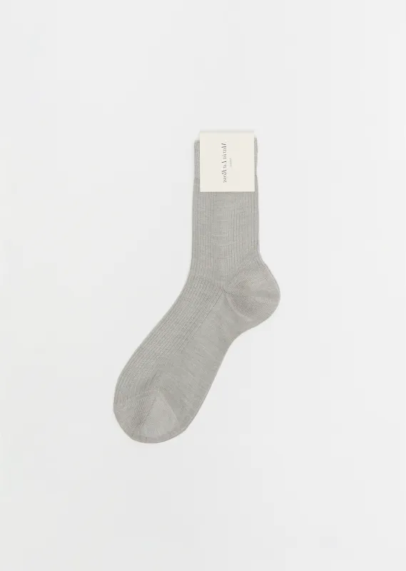 Silk Blend One Ribbed Socks — Perla Melange sold by La Garconne