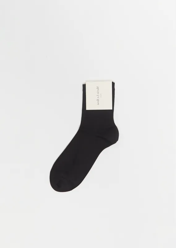 Silk Blend One Ankle Socks — Black sold by La Garconne