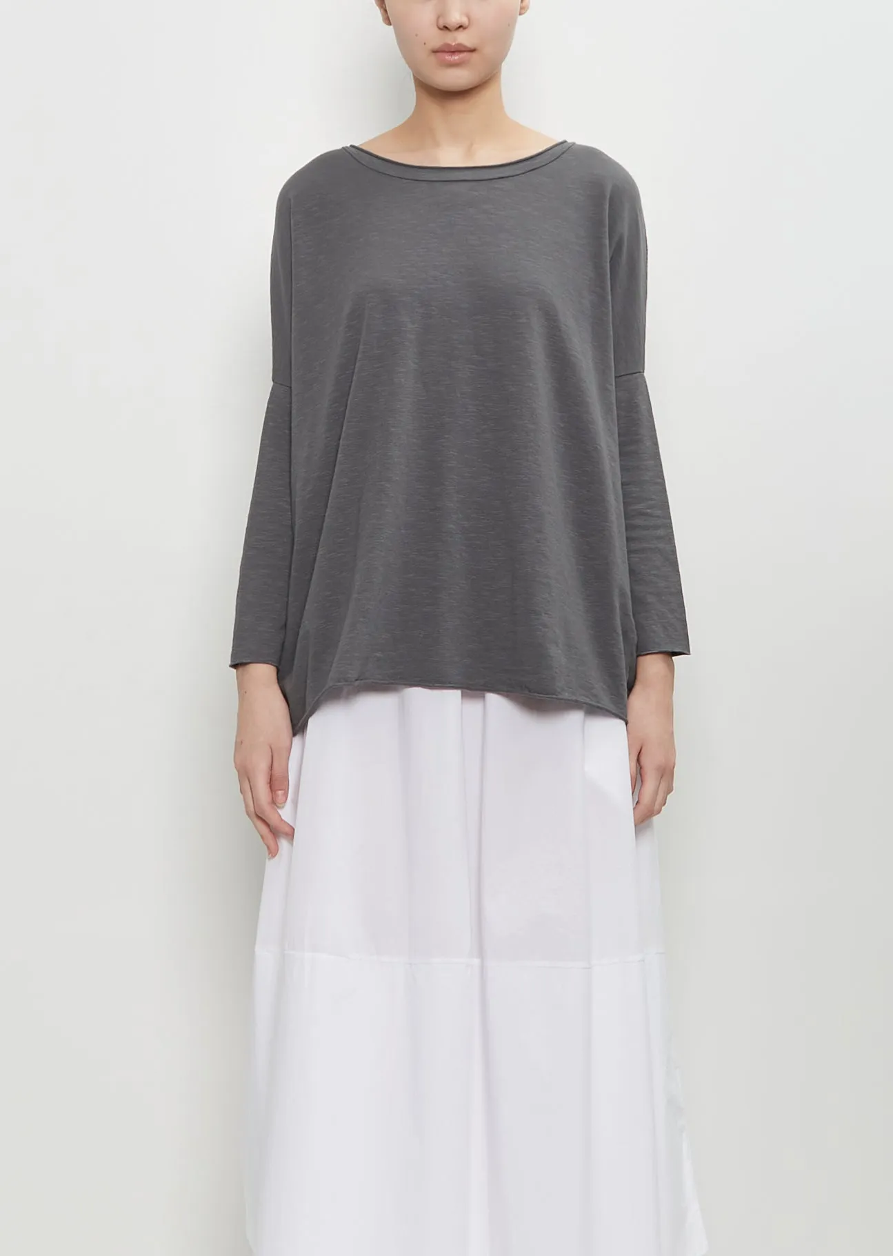 Stretch Linen Cotton Ata Tee — Grey sold by La Garconne