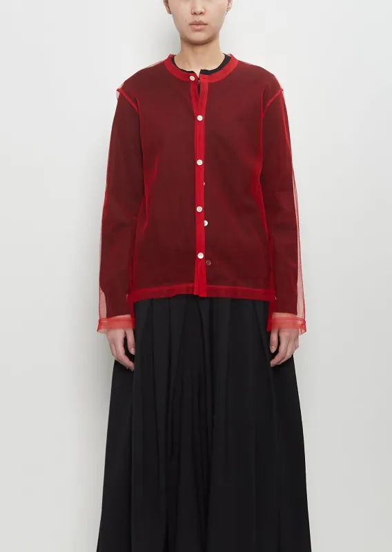 Mesh Wool Layered Cardigan made by Comme des Garcons