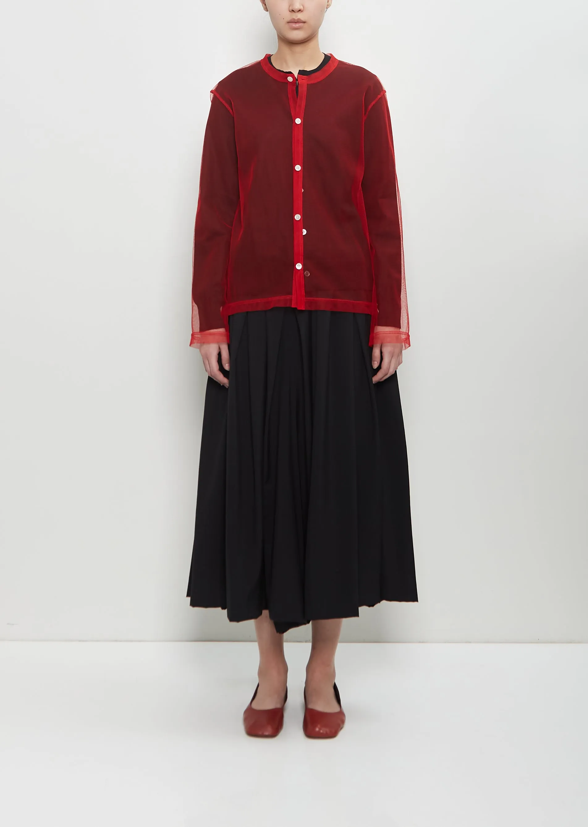 Mesh Wool Layered Cardigan sold by La Garconne product image thumbnail 5