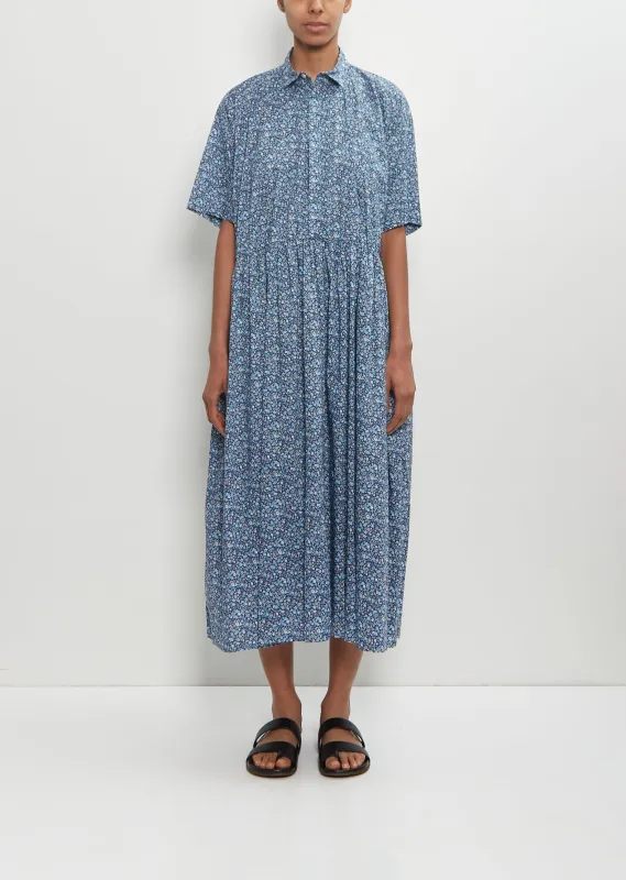 Cotton Classic Gathered Dress — Navy sold by La Garconne