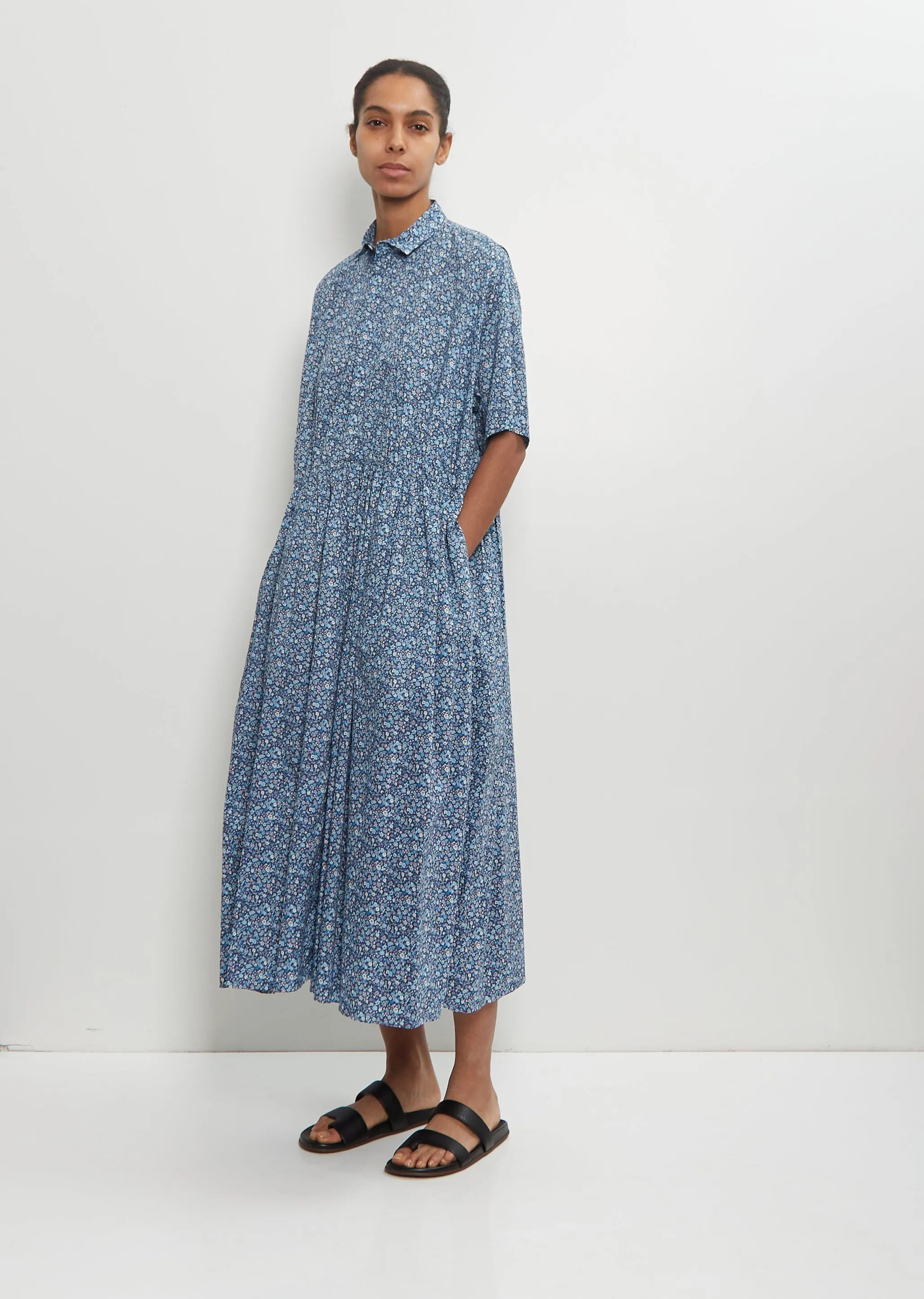 Cotton Classic Gathered Dress — Navy sold by La Garconne product image thumbnail 2
