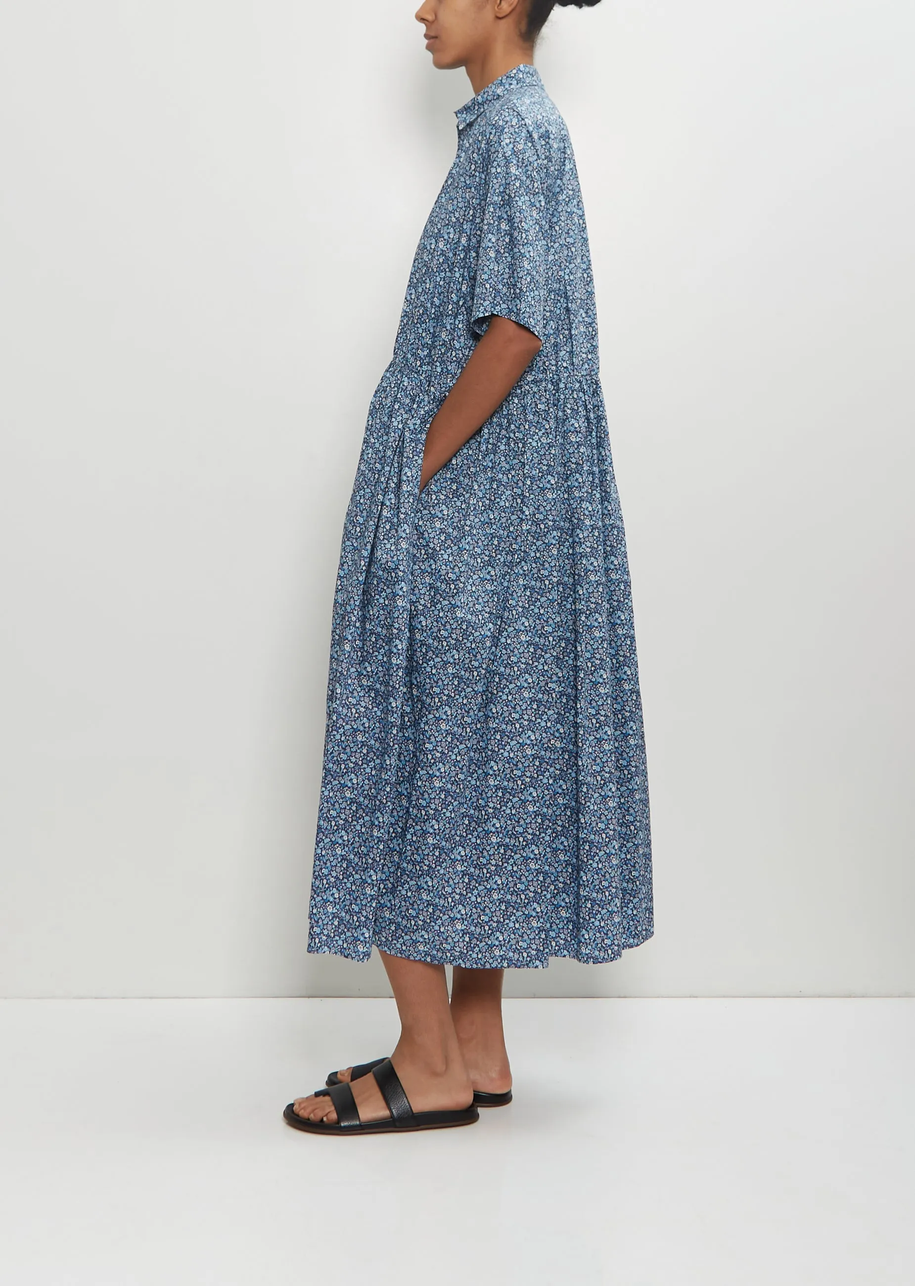 Cotton Classic Gathered Dress — Navy sold by La Garconne product image thumbnail 3