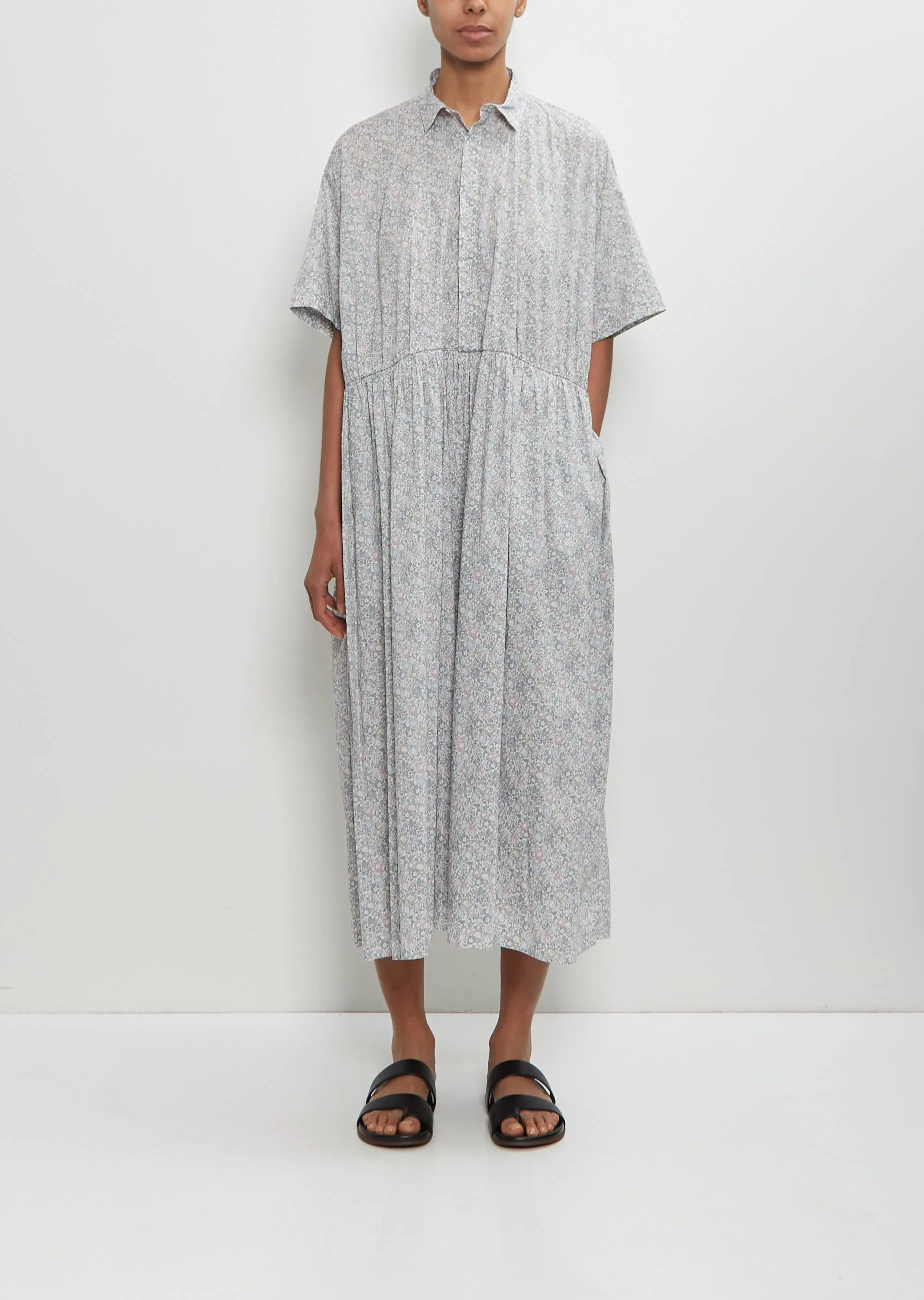 Cotton Classic Gathered Dress — Gray sold by La Garconne