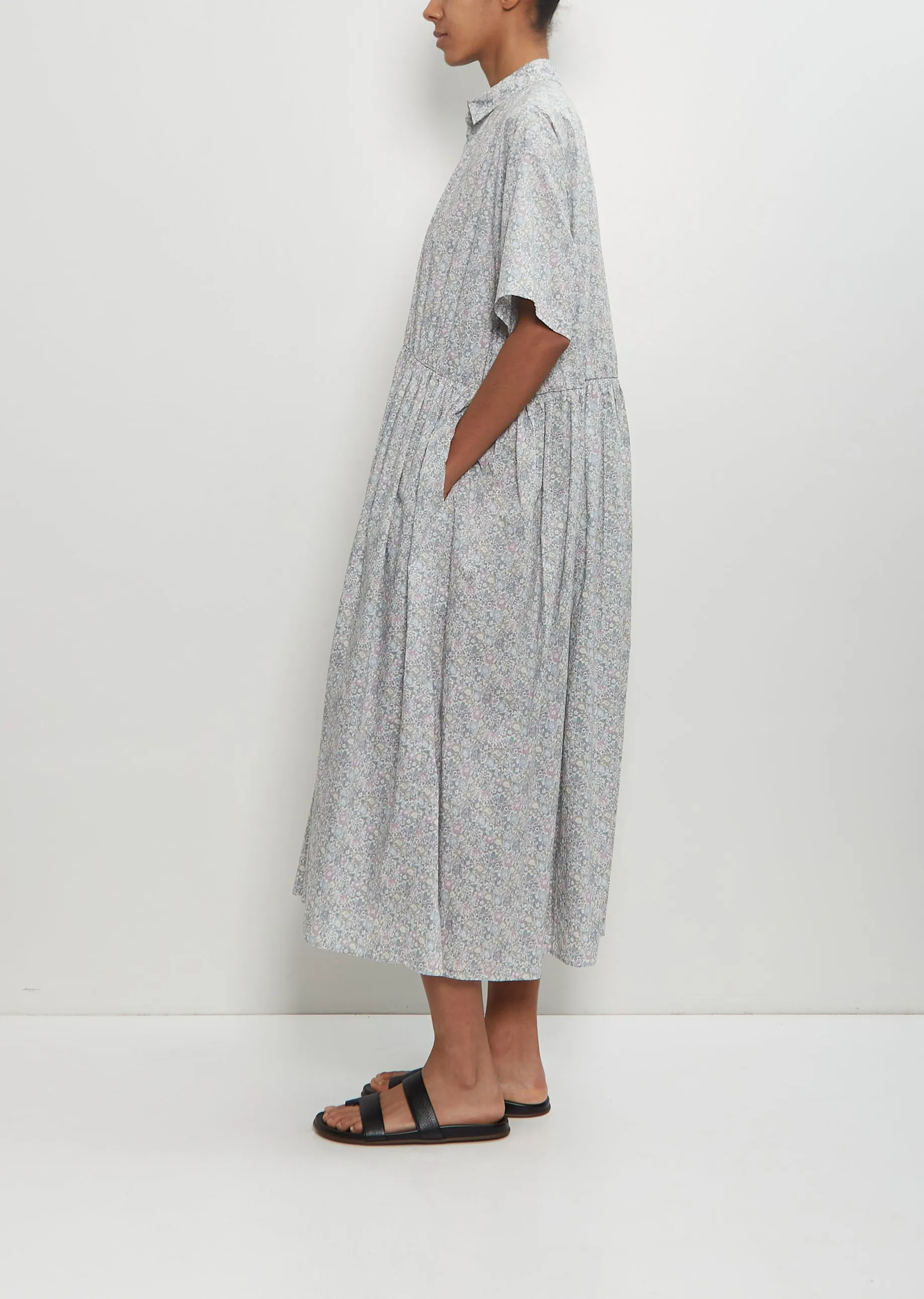 Cotton Classic Gathered Dress — Gray sold by La Garconne product image thumbnail 2