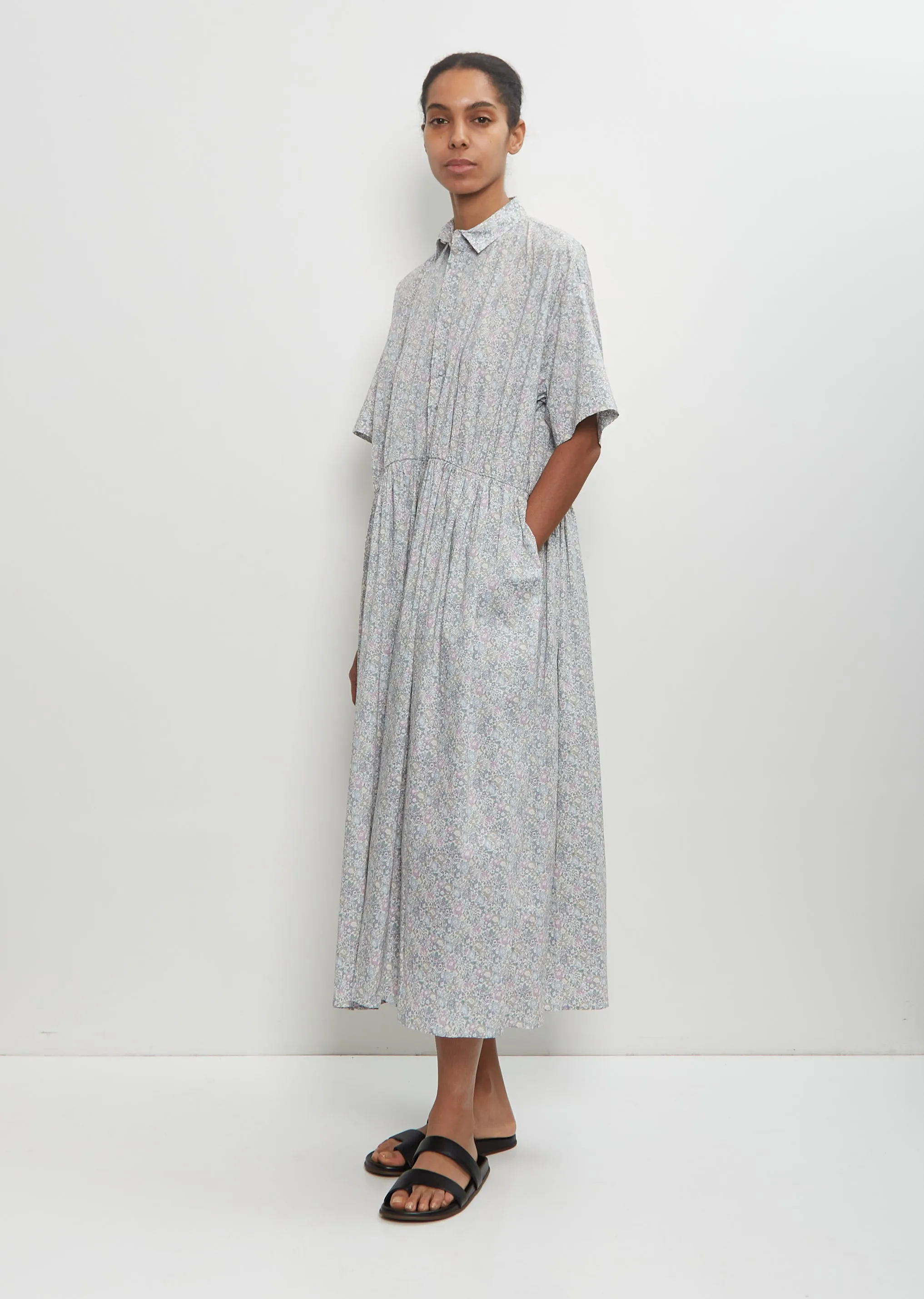 Cotton Classic Gathered Dress — Gray sold by La Garconne product image thumbnail 4