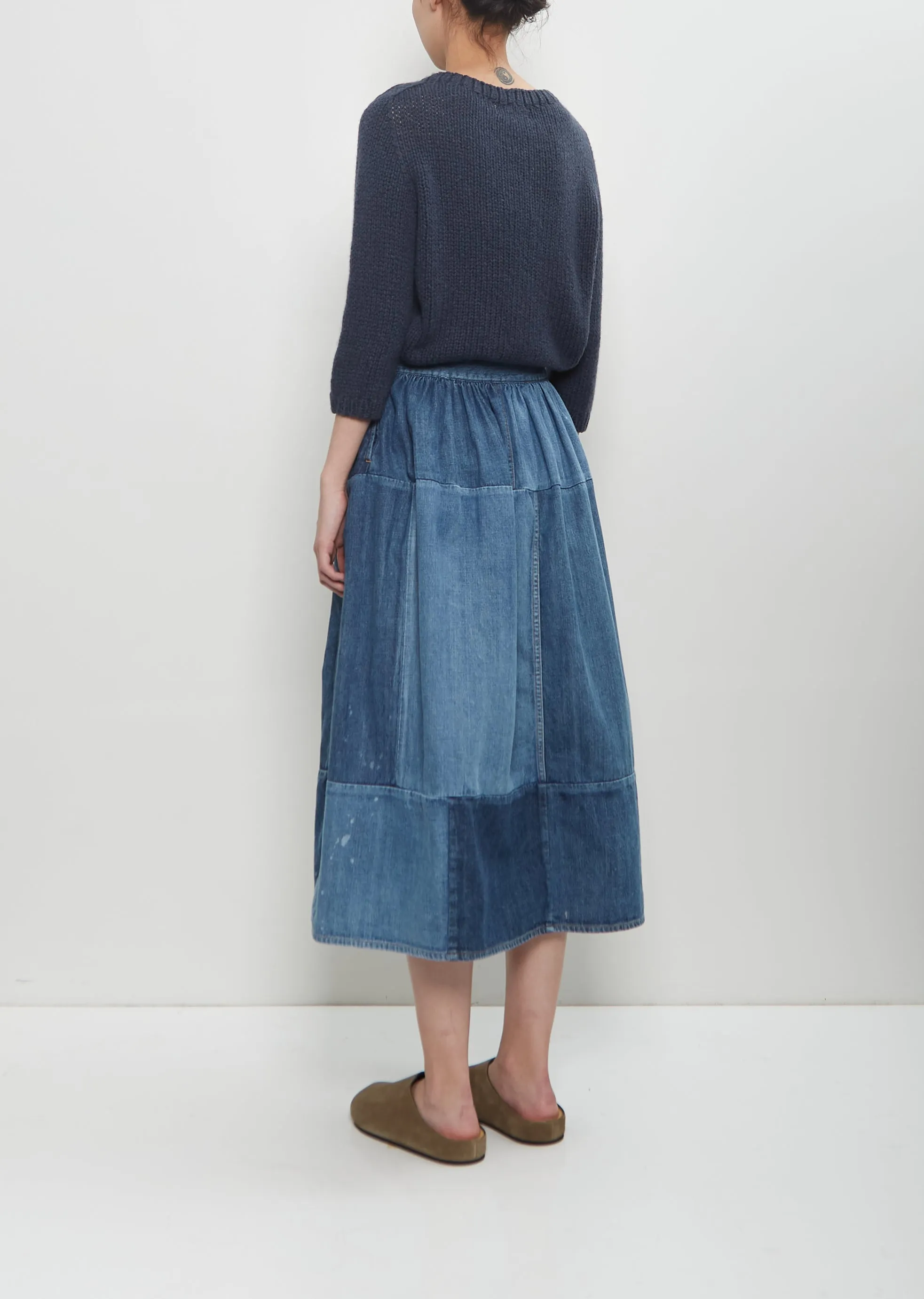 Denim Elevation Patchwork Skirt sold by La Garconne product image thumbnail 3
