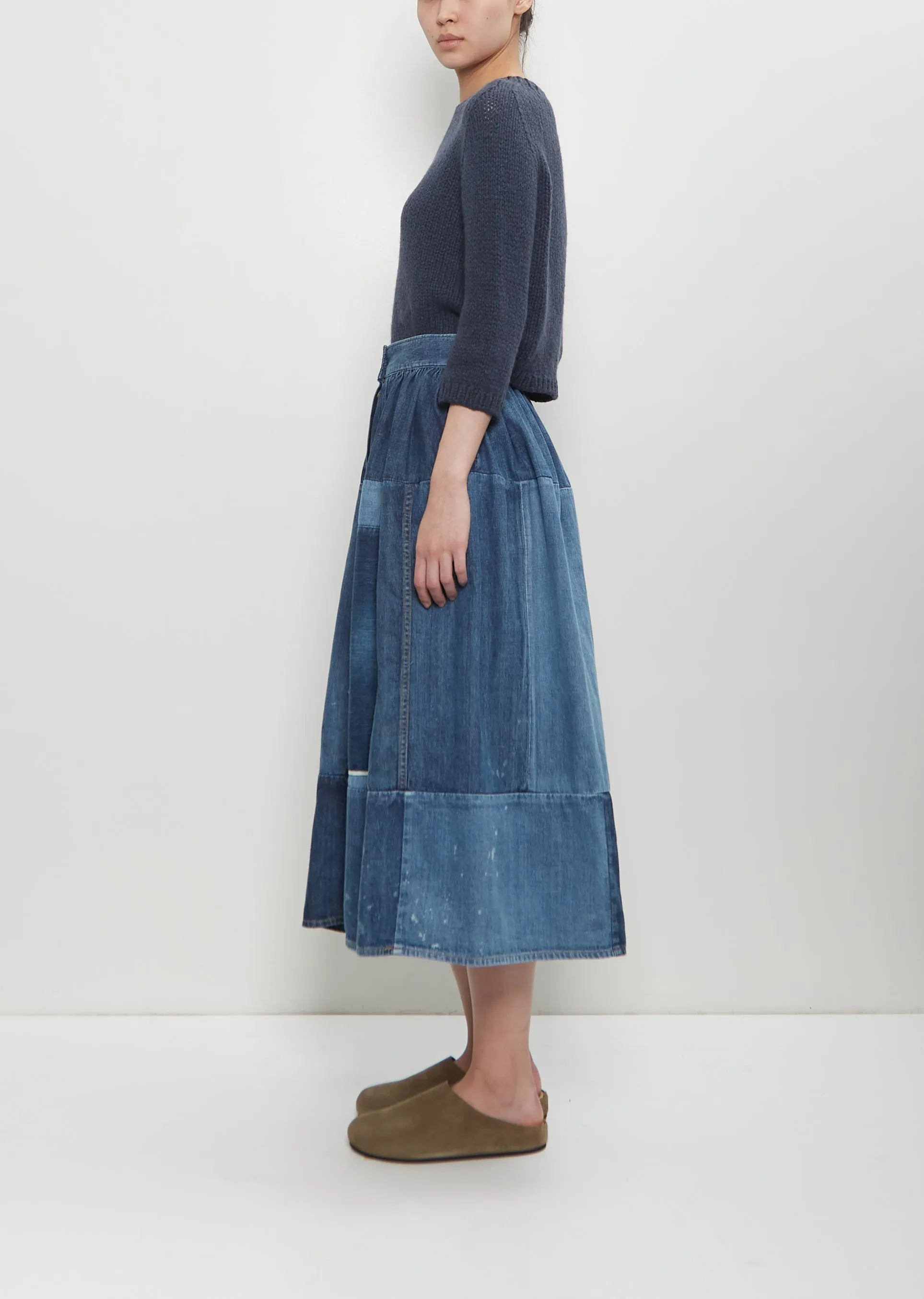 Denim Elevation Patchwork Skirt sold by La Garconne product image thumbnail 2