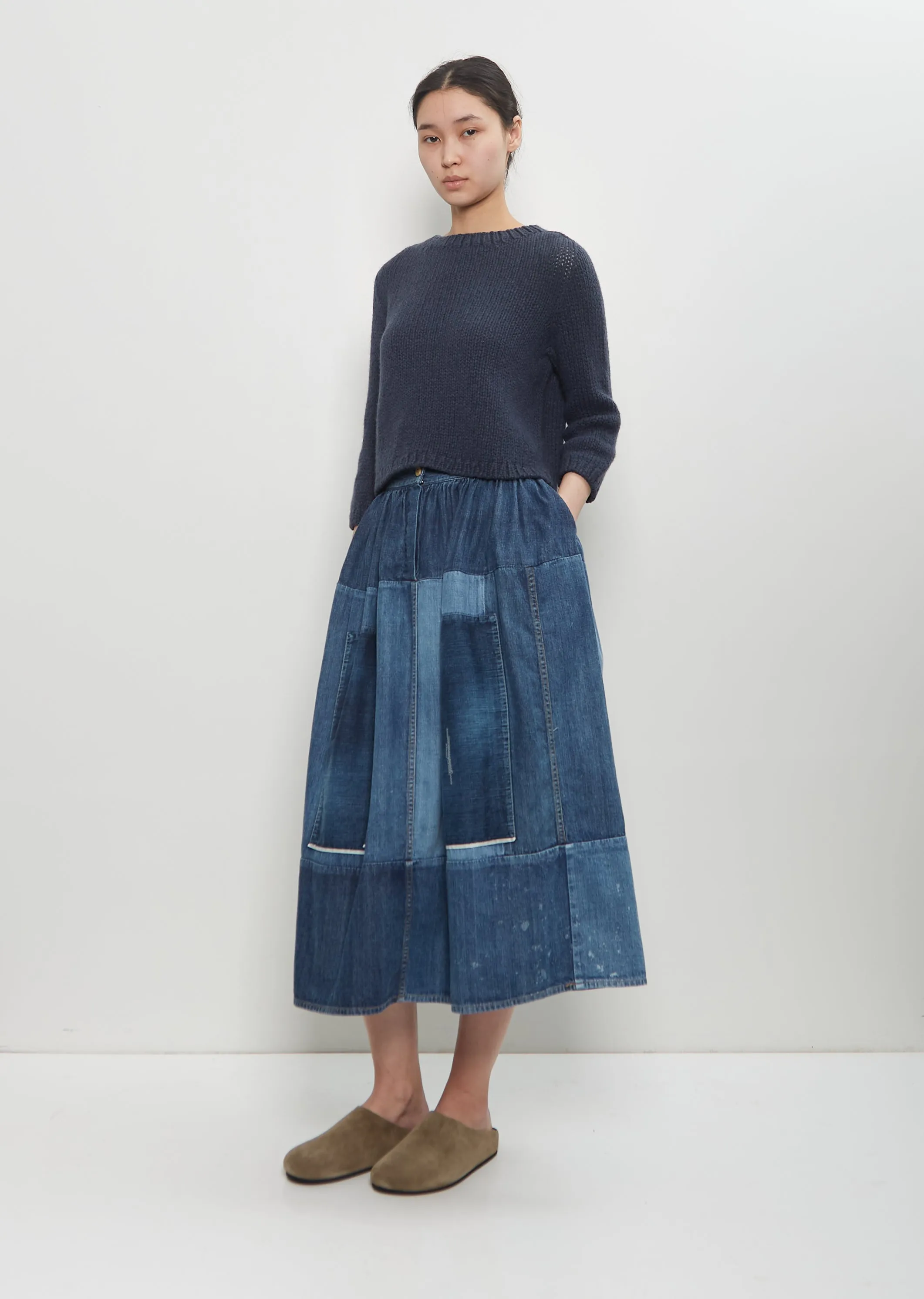 Denim Elevation Patchwork Skirt sold by La Garconne product image thumbnail 4