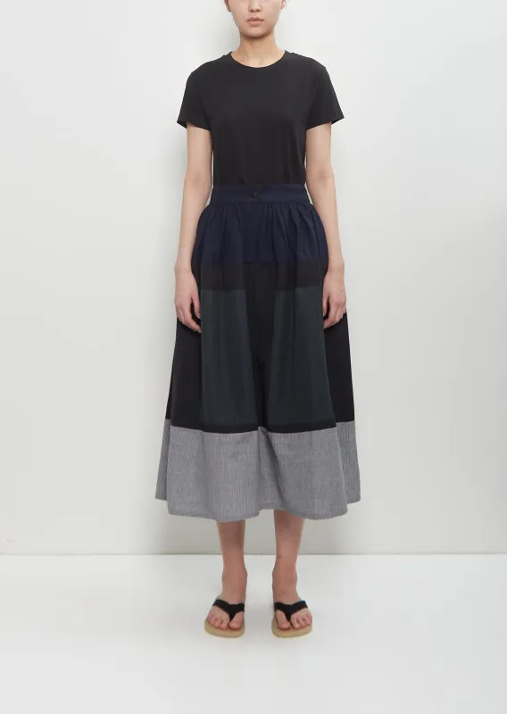 Wool Linen Elevation Patchwork Santome Skirt sold by La Garconne