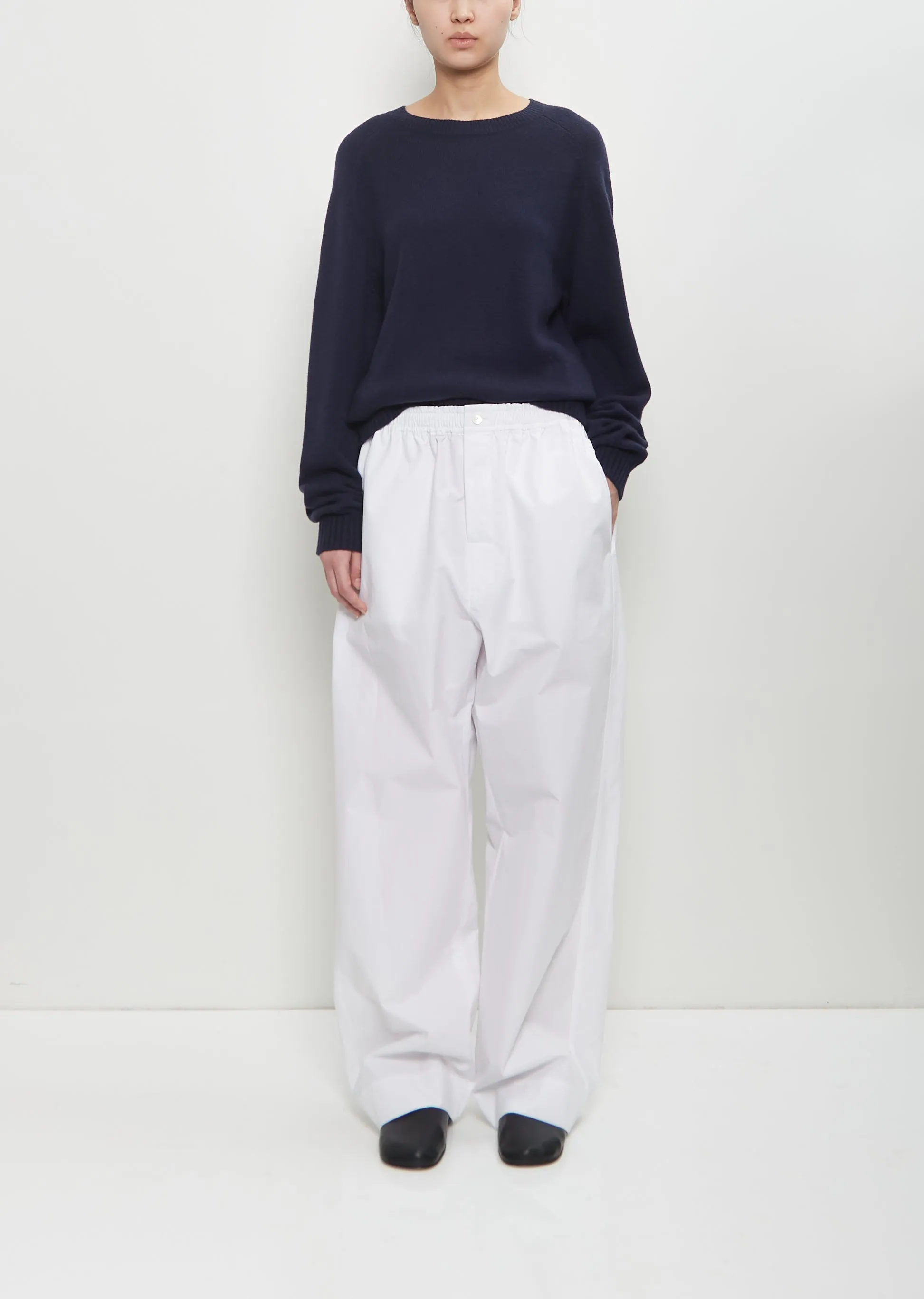Cotton Poplin Elastic Waist Trouser sold by La Garconne