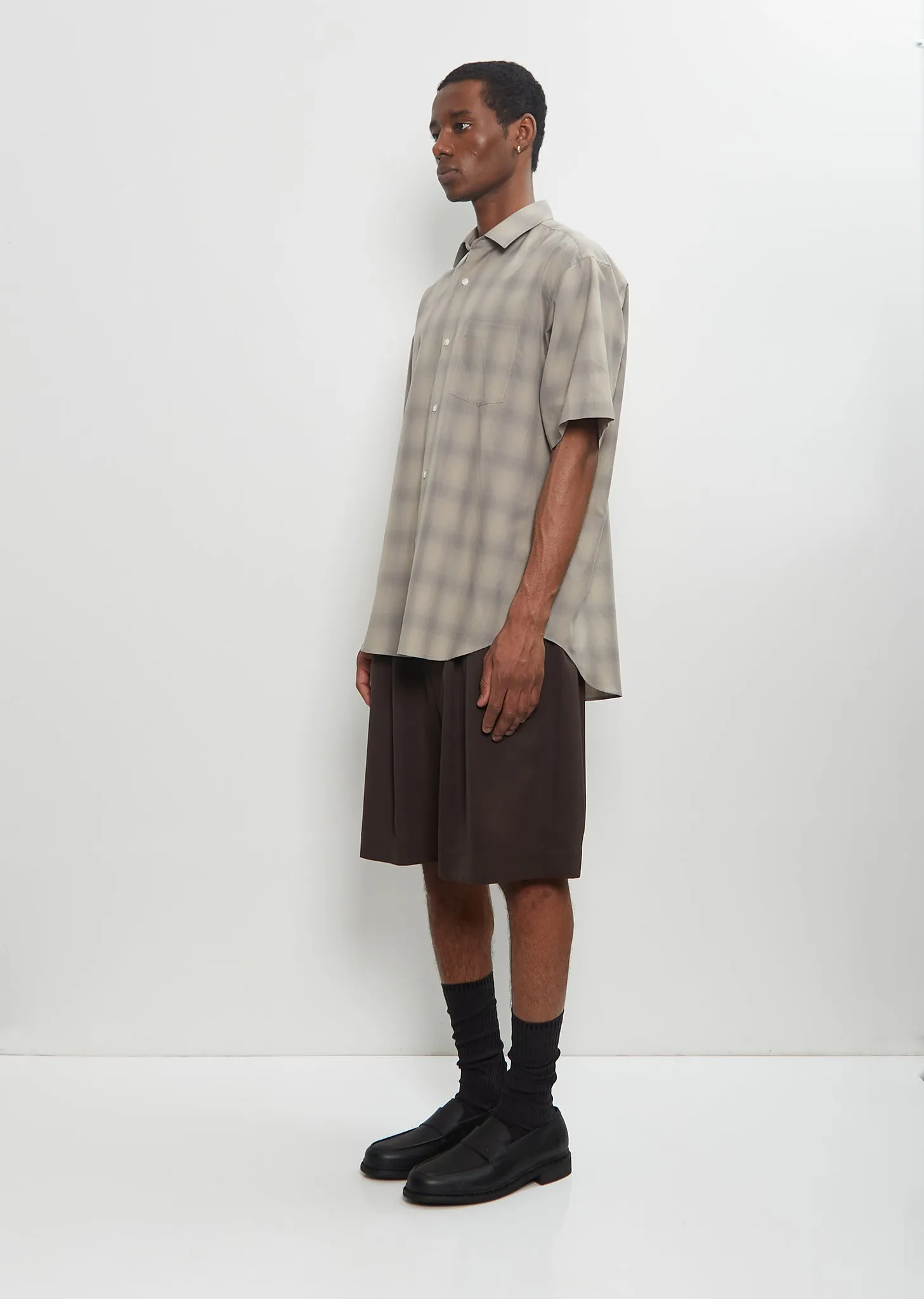 C/R Check Oversized Short Sleeve Shirt sold by La Garconne product image thumbnail 4