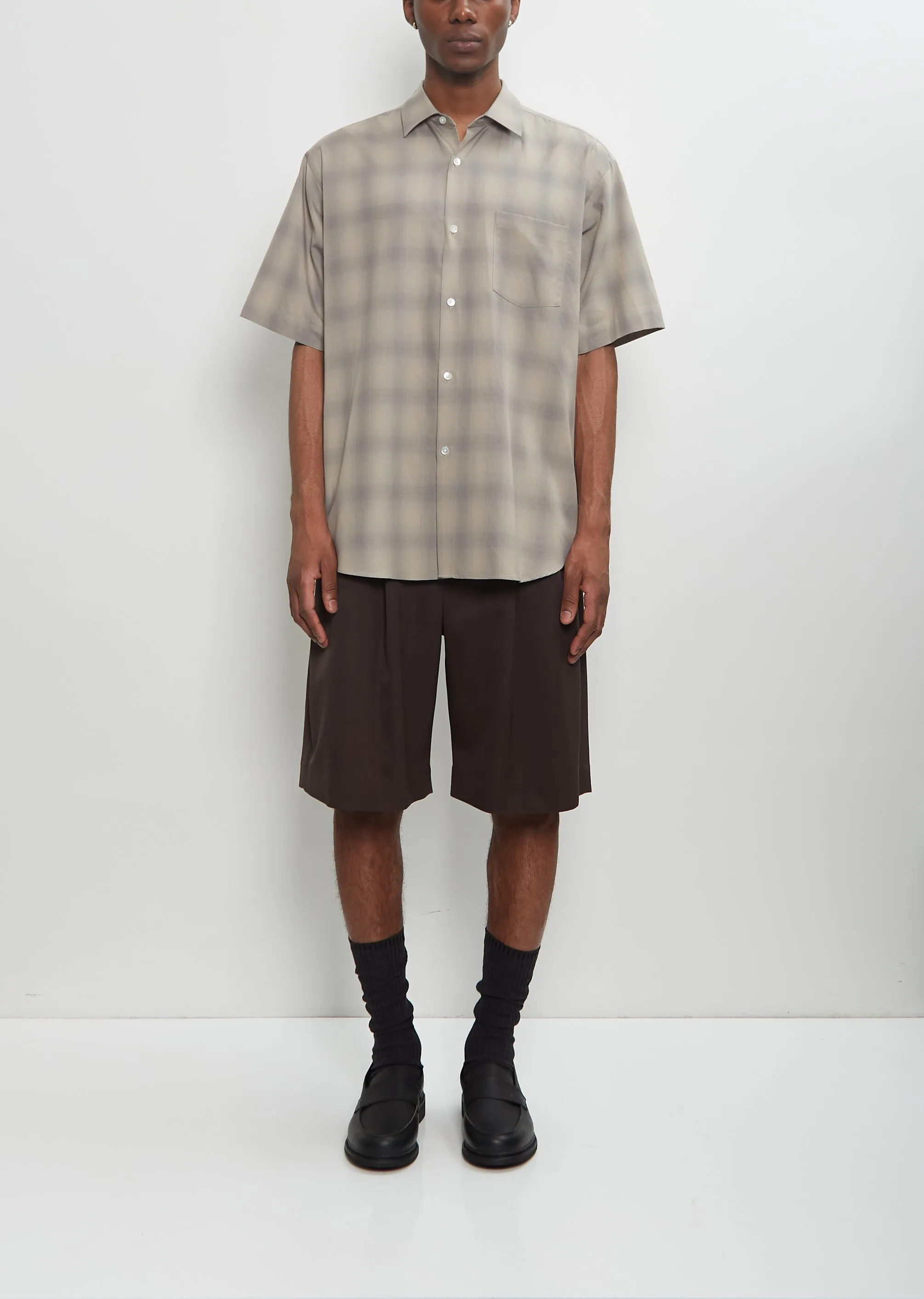 C/R Check Oversized Short Sleeve Shirt sold by La Garconne product image thumbnail 5