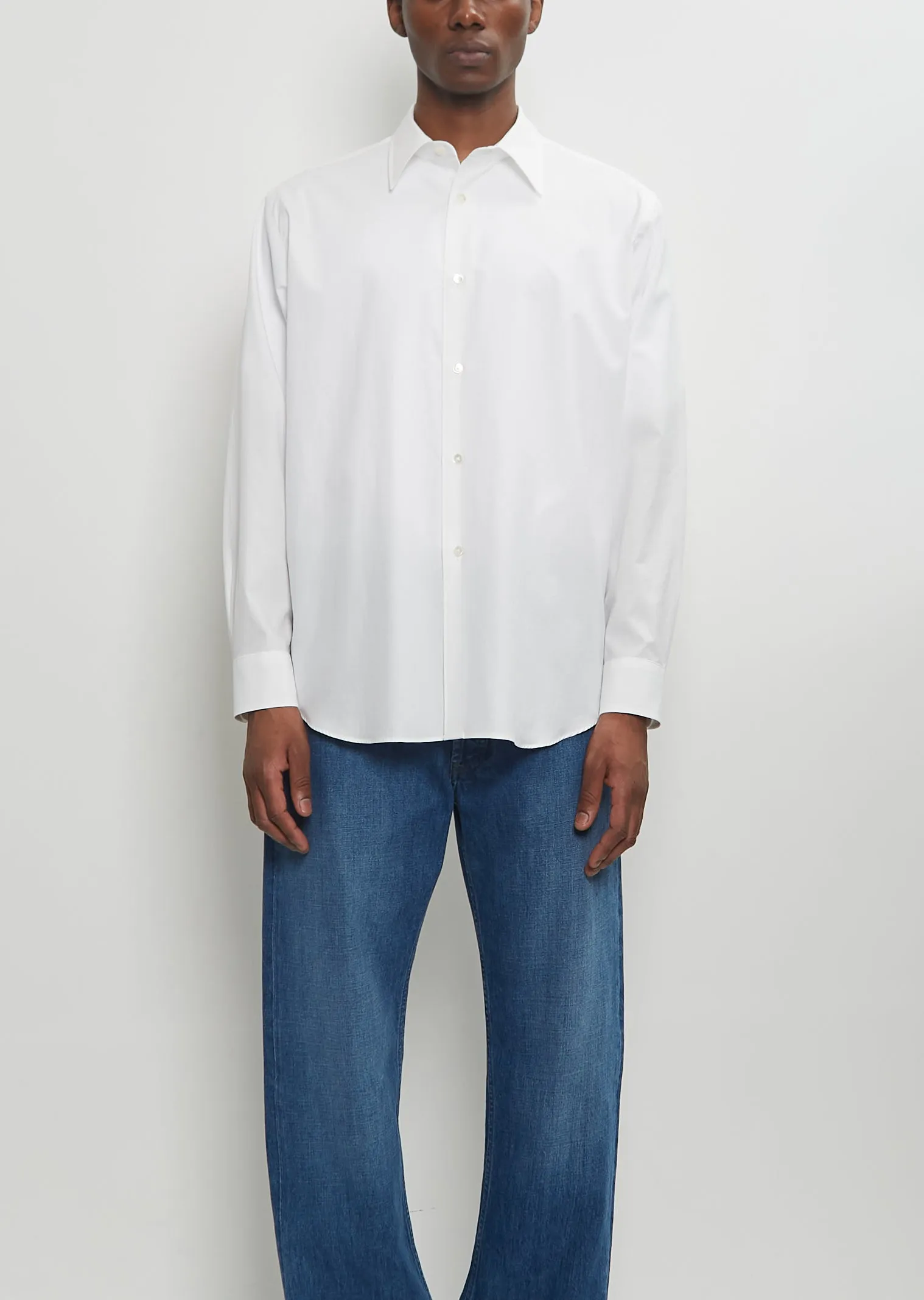 Washed Finx Twill Shirt — White sold by La Garconne