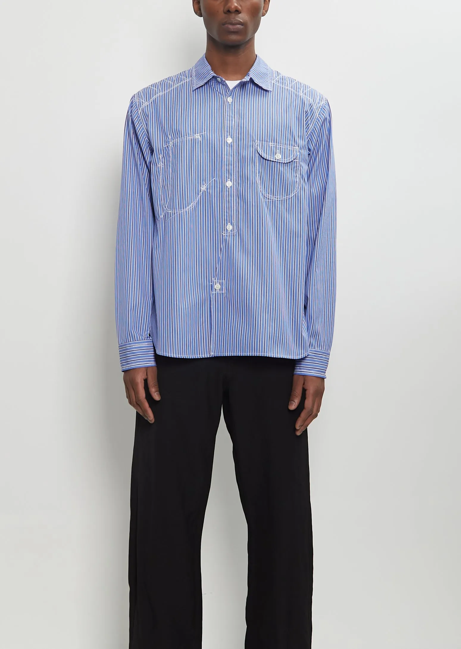 Contrast Stitch Button Up Shirt sold by La Garconne
