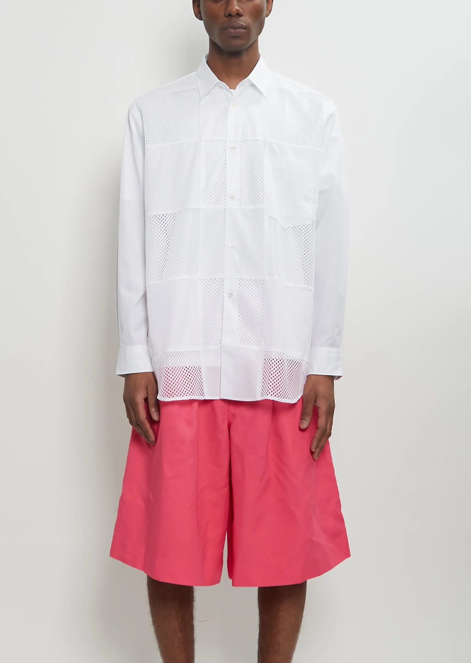 Cotton Paneled Button Up Shirt sold by La Garconne
