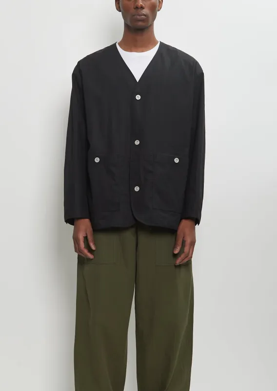 Cotton Linen Collarless Jacket made by Comme des Garcons
