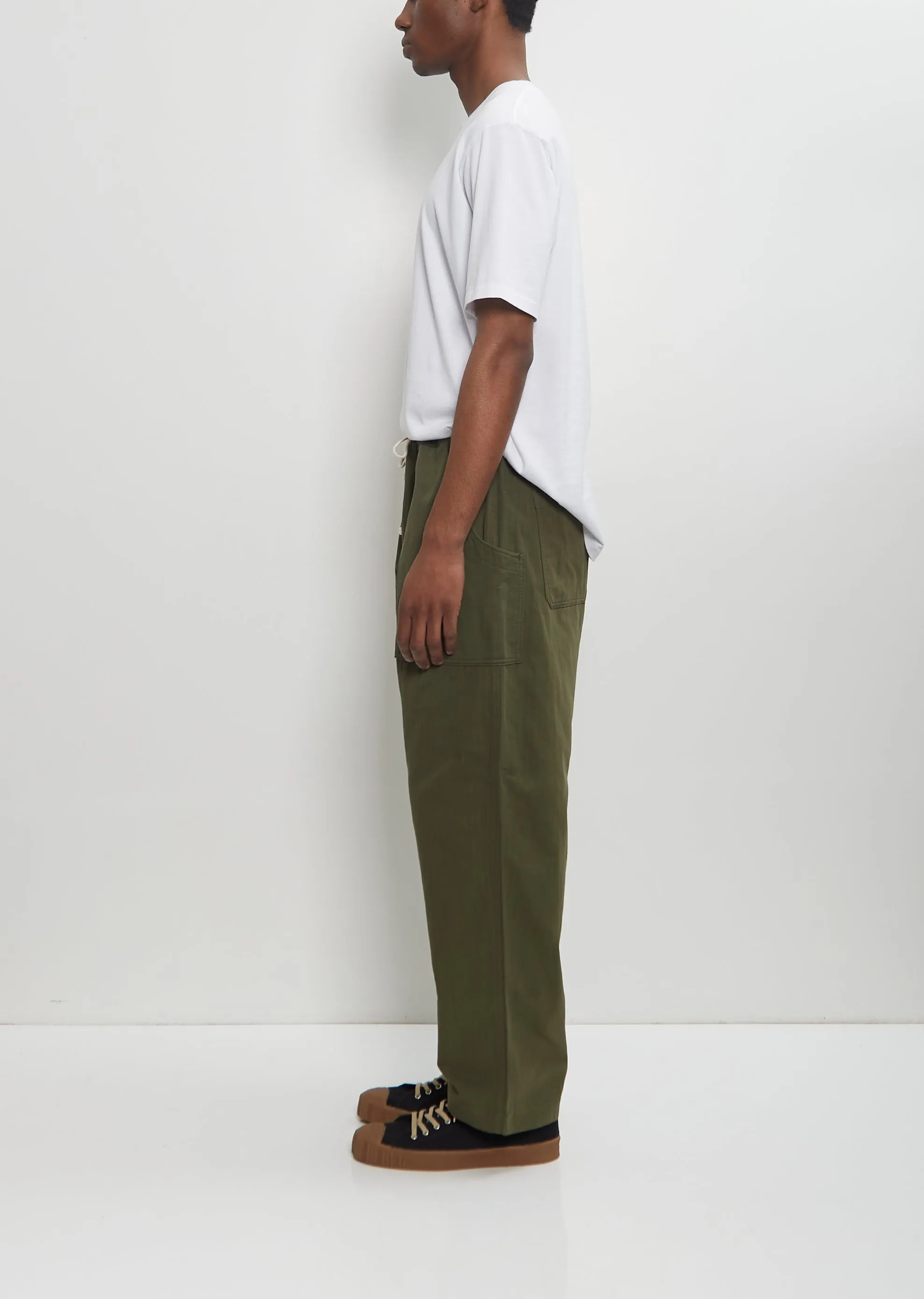Cotton Linen Herringbone Trousers — Khaki sold by La Garconne product image thumbnail 2