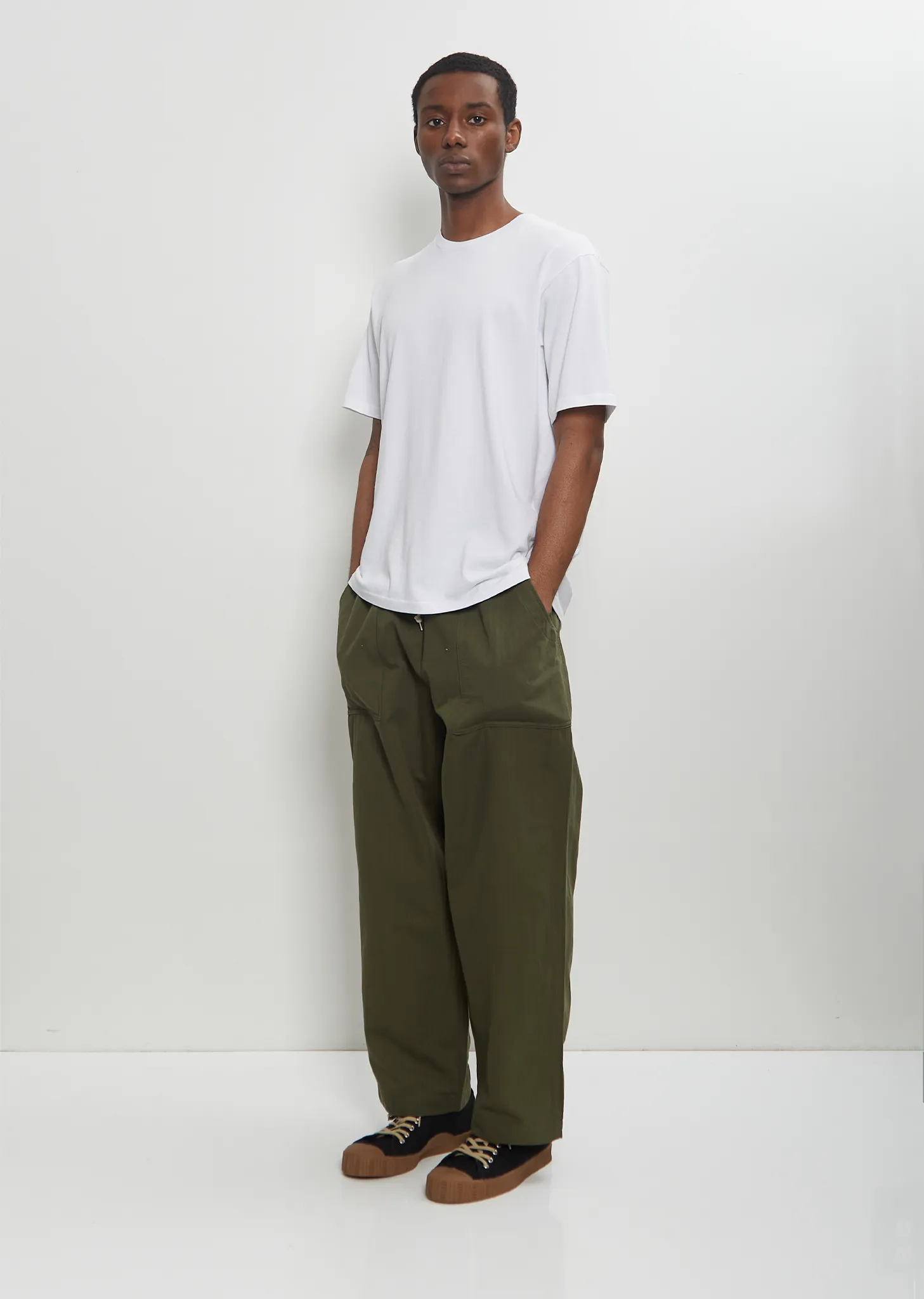 Cotton Linen Herringbone Trousers — Khaki sold by La Garconne product image thumbnail 4