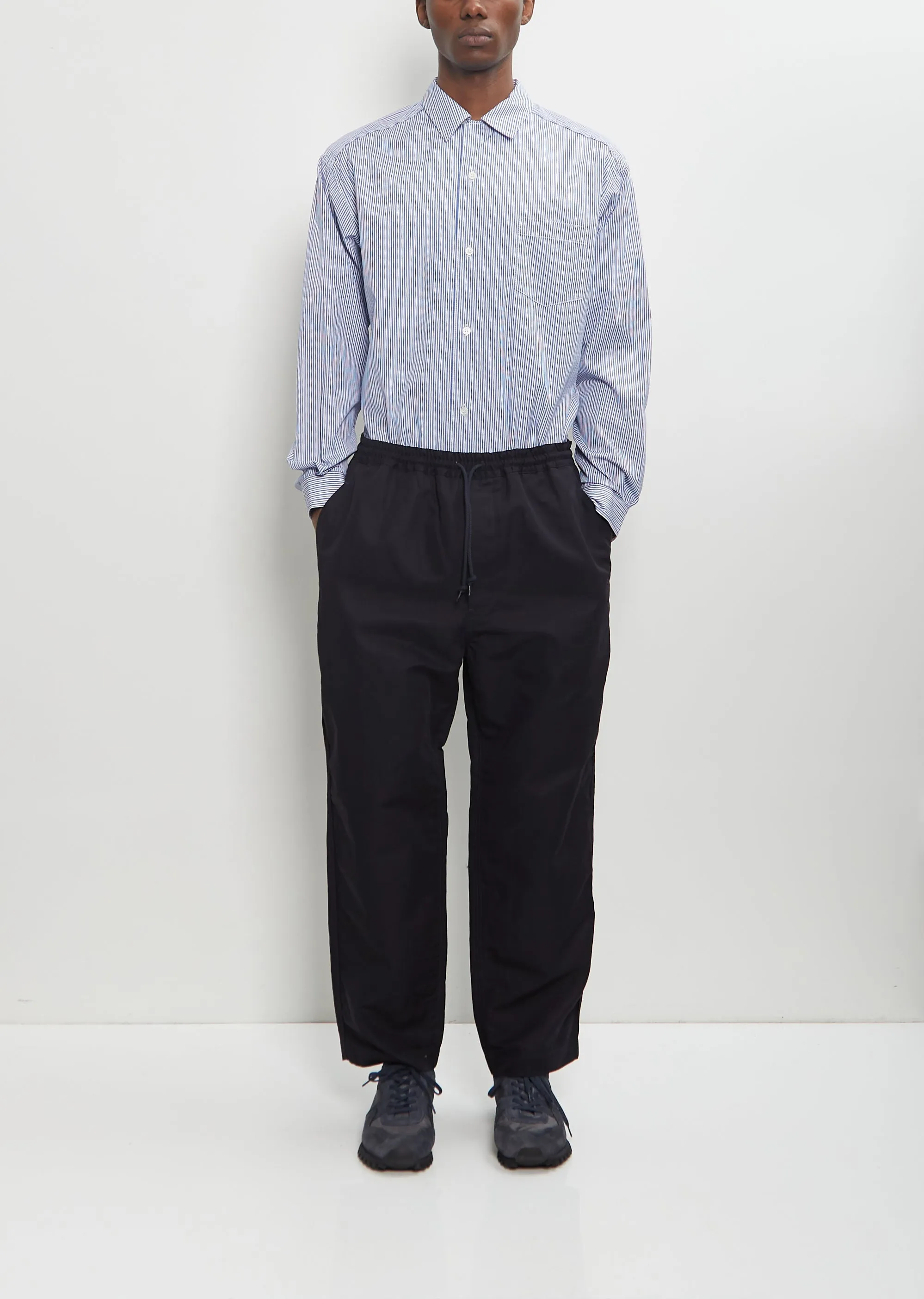 Cotton Linen Pull On Trousers — Navy sold by La Garconne