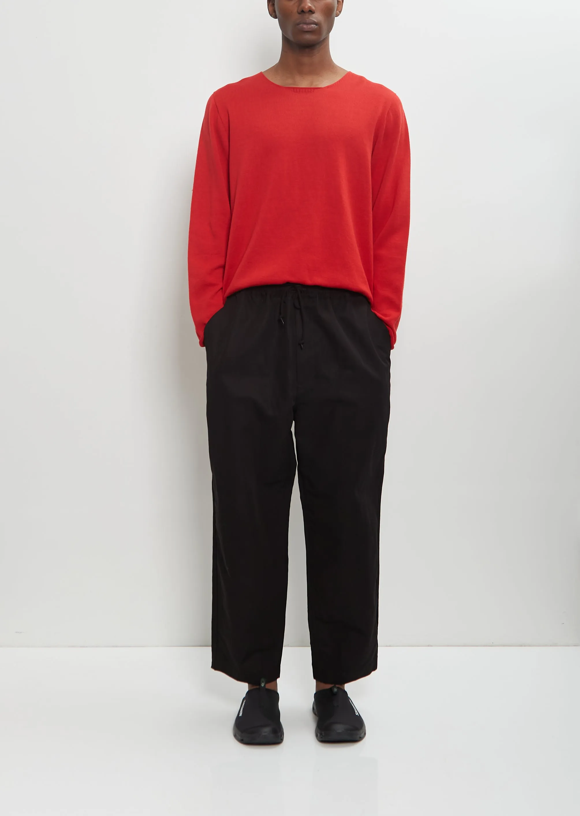 Cotton Linen Pull On Trousers — Black sold by La Garconne