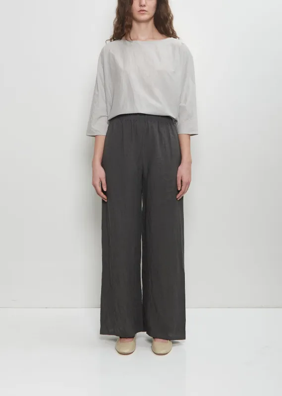 Linen Wide Straight Pull On Pant sold by La Garconne