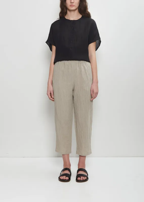 Linen Straight Pull On Pant — Ecru sold by La Garconne