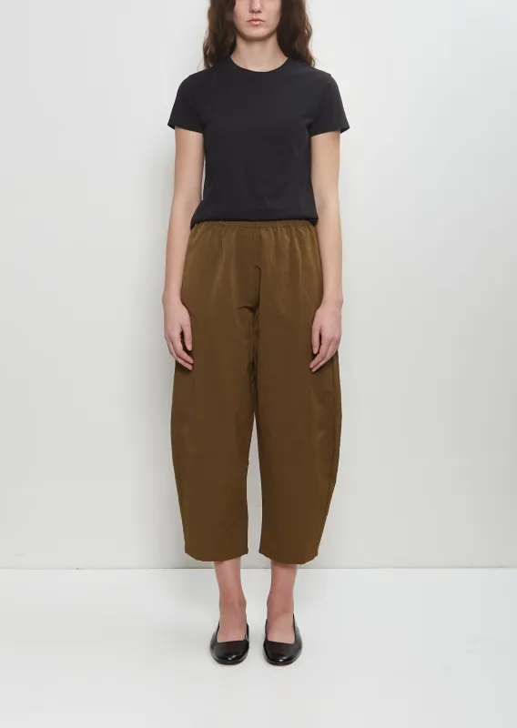 Technical Linen Curved Pull On Pant — Military Green sold by La Garconne