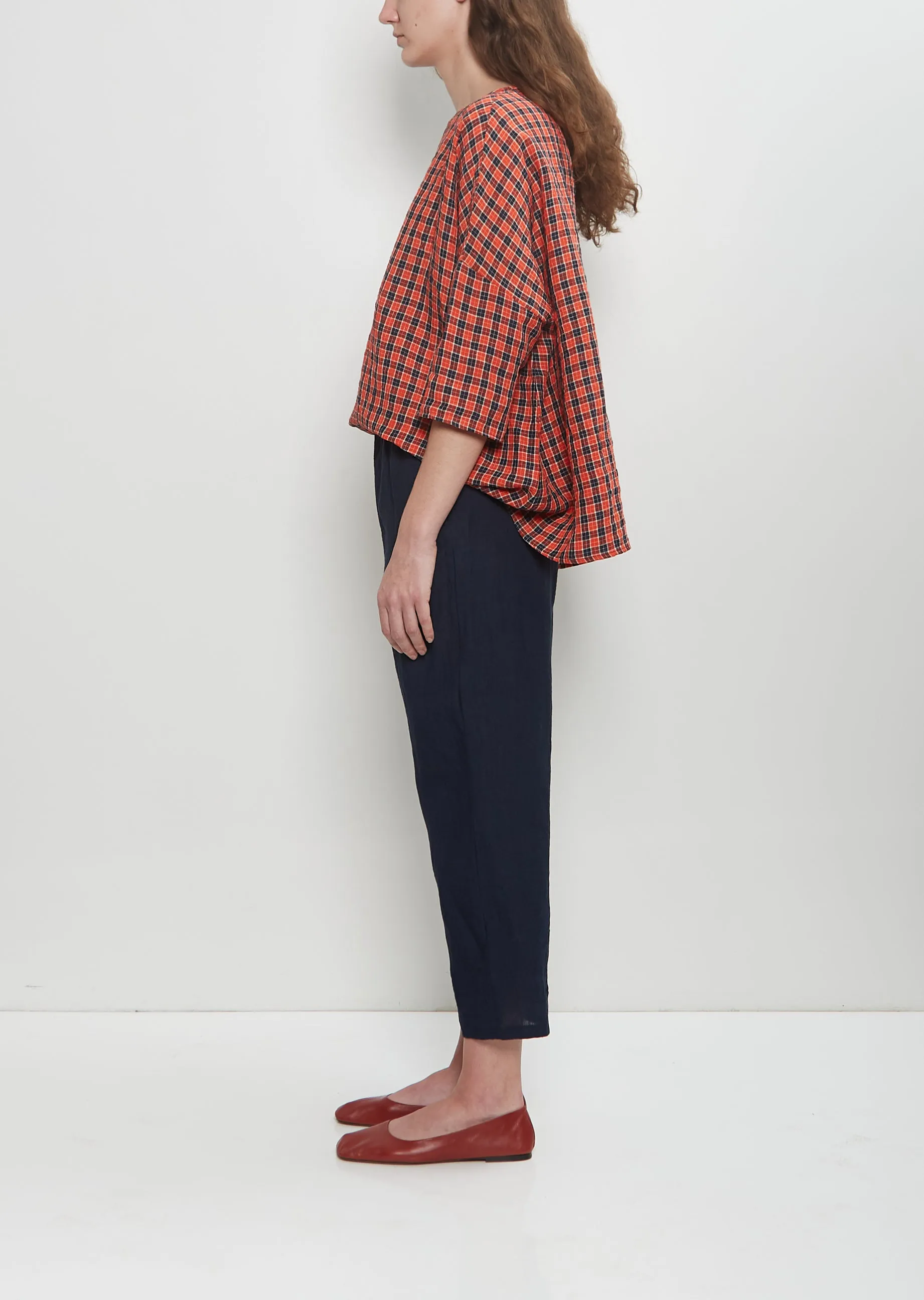 Linen Straight Pull On Pant — Blue sold by La Garconne product image thumbnail 2