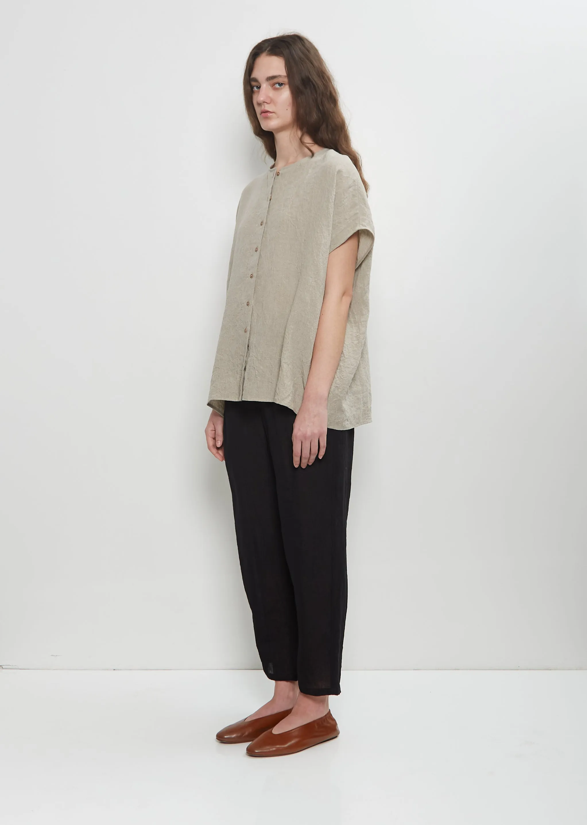 Linen Tapered Pull On Pant — Black sold by La Garconne product image thumbnail 4
