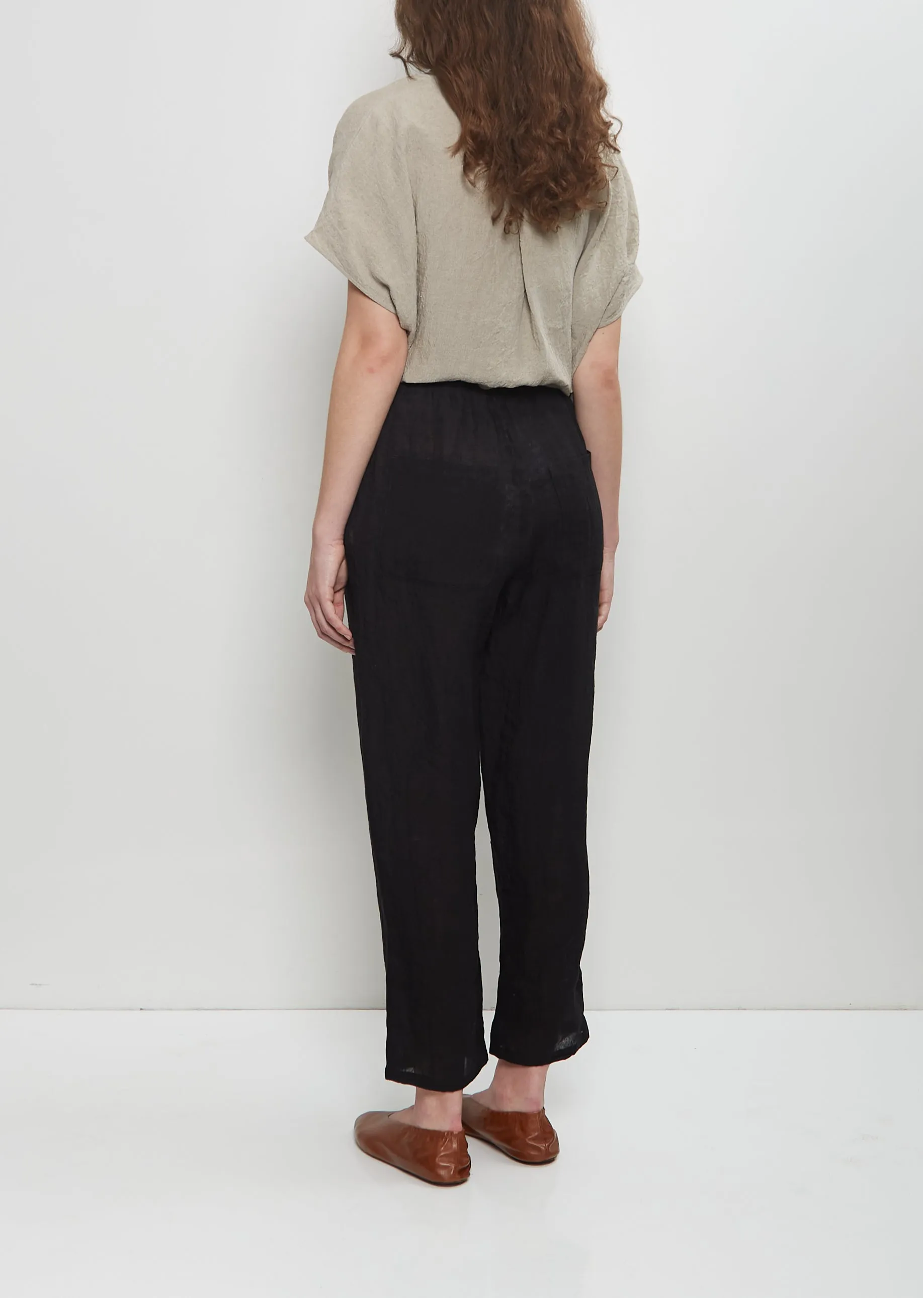 Linen Tapered Pull On Pant — Black sold by La Garconne product image thumbnail 3