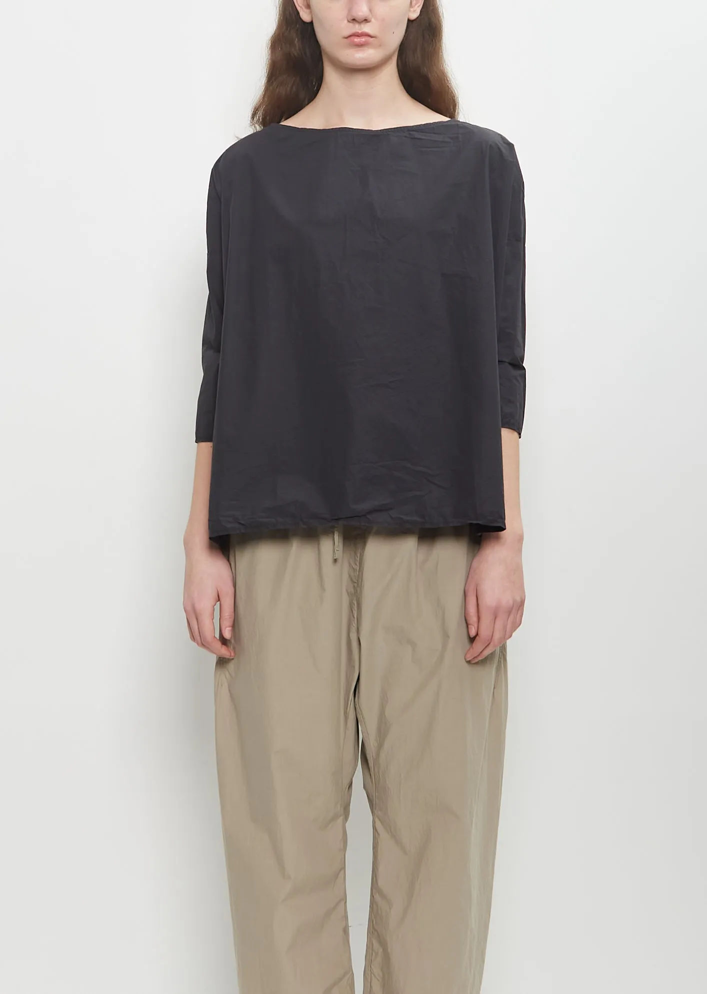 Tissue Cotton Short Tunic Top — Black sold by La Garconne