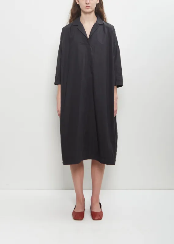 Tissue Cotton Vareuse Dress — Black sold by La Garconne
