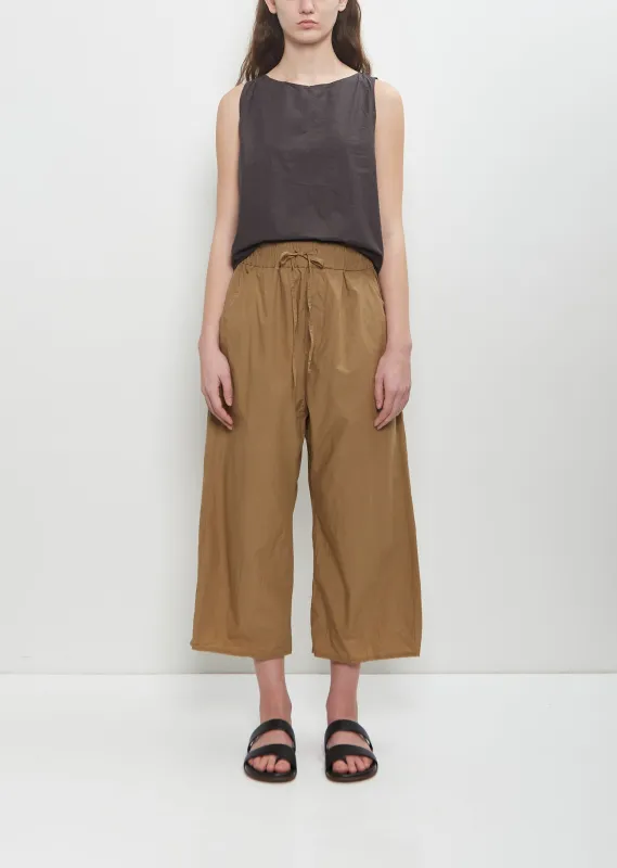 Tissue Cotton Wide & Short Trousers — Gold sold by La Garconne
