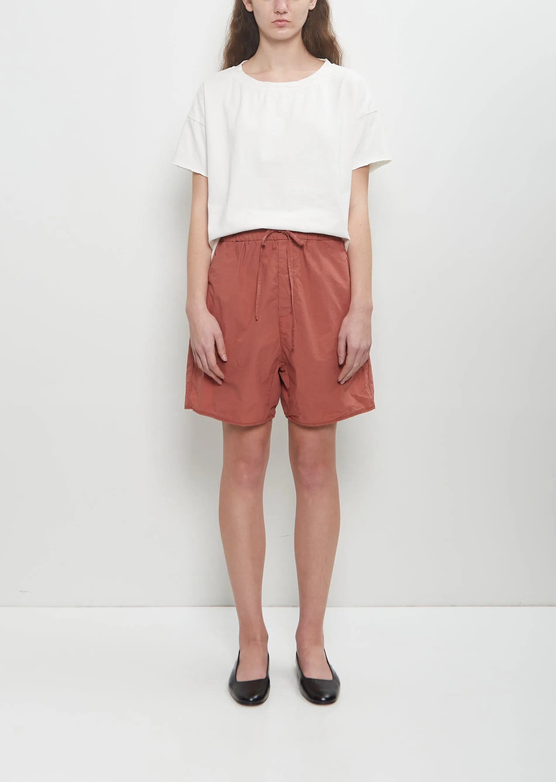 Tissue Cotton Shorts — Coral sold by La Garconne