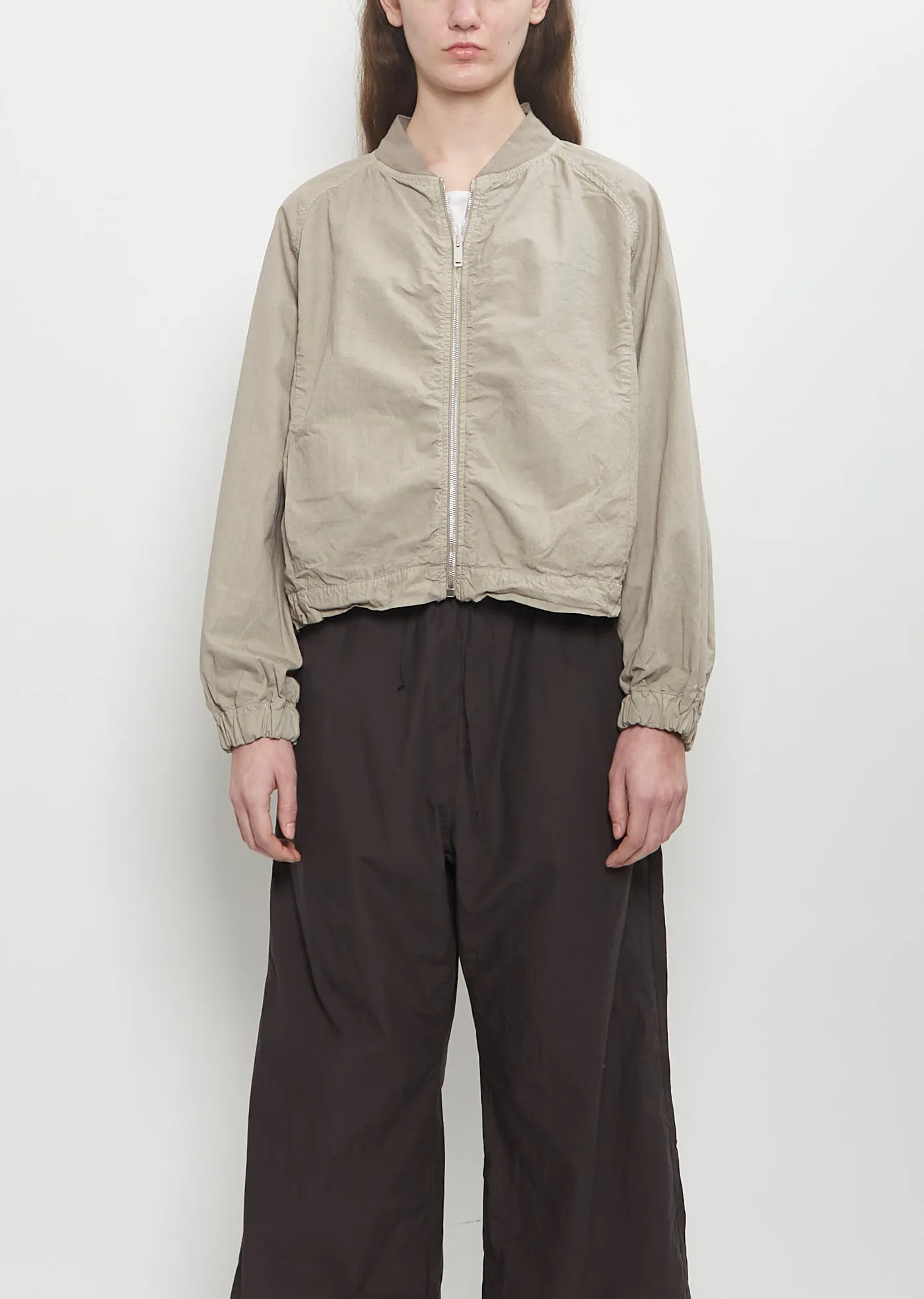 Cotton Canvas Bomber Jacket — Stone sold by La Garconne