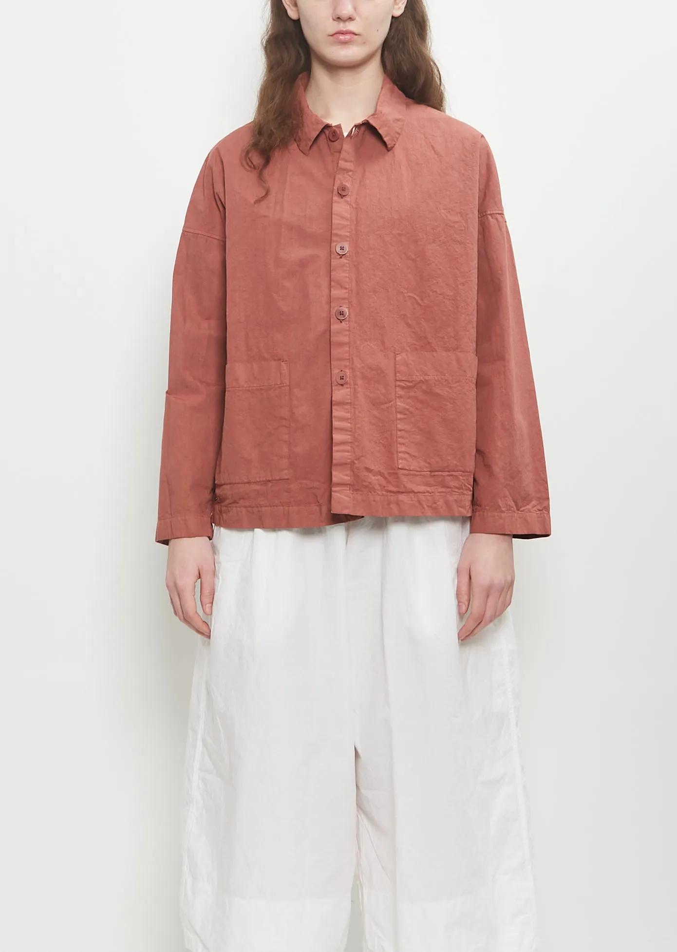 Cotton Canvas Over Shirt Jacket — Coral sold by La Garconne