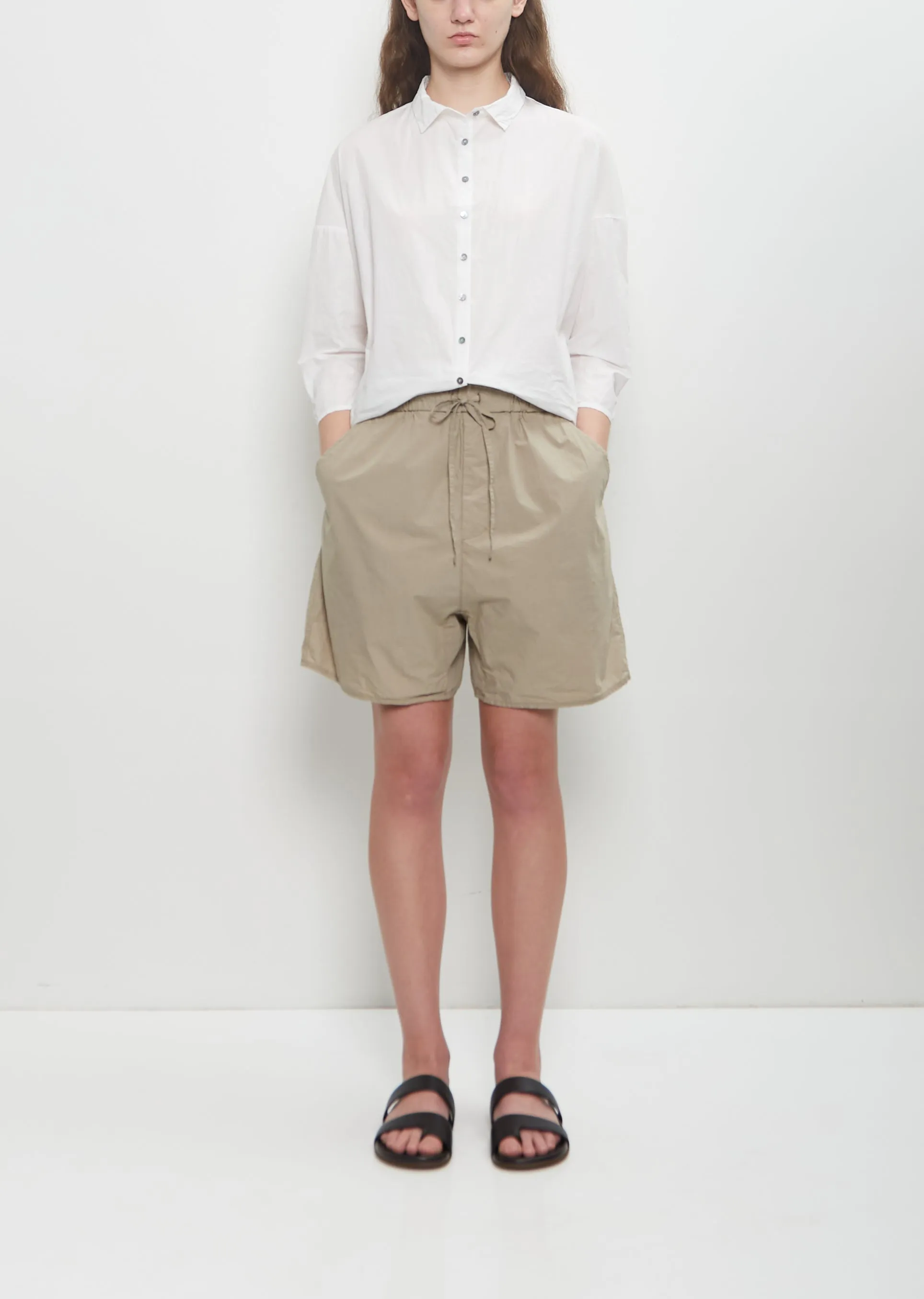 Tissue Cotton Shorts — Stone sold by La Garconne