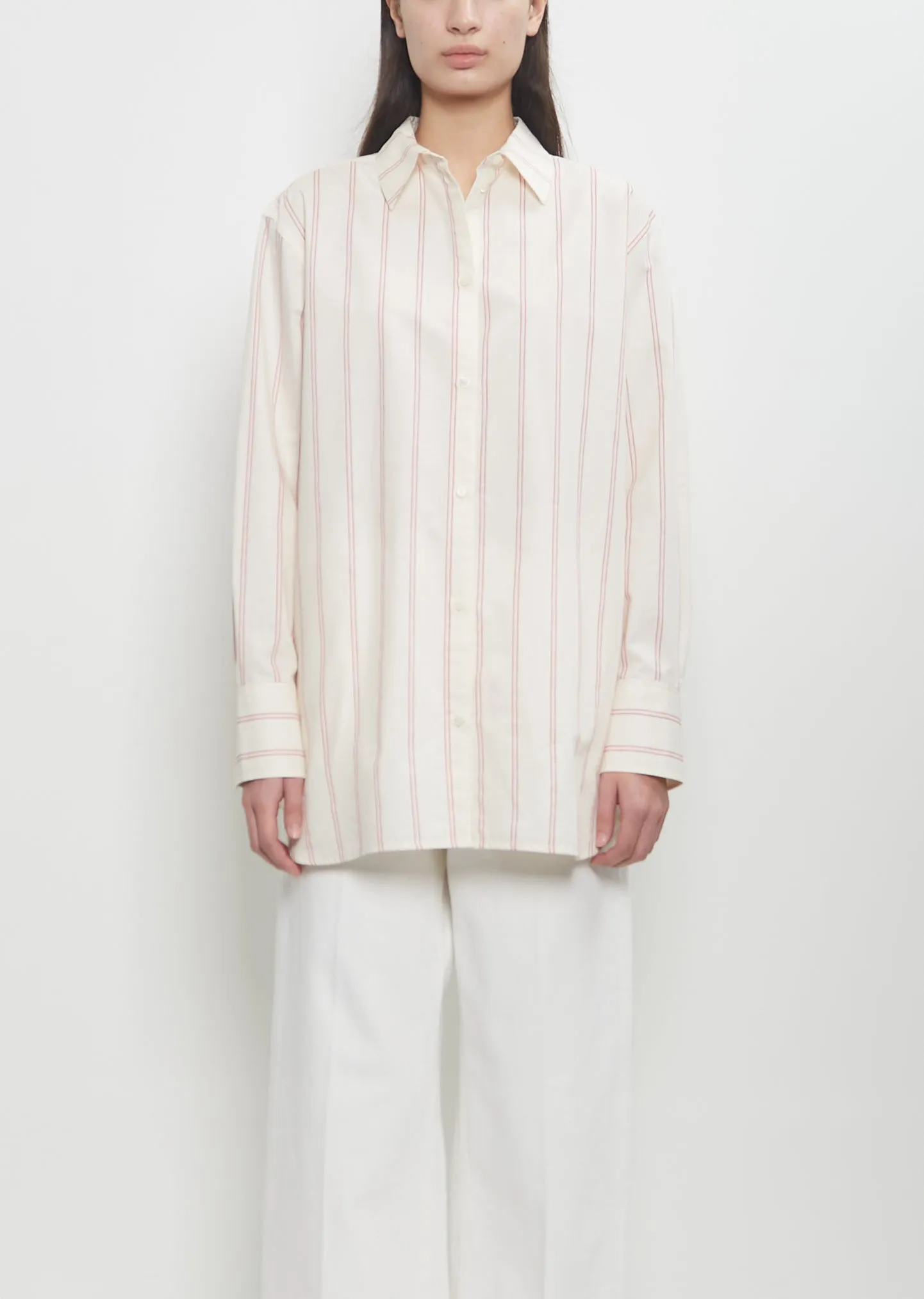 Cotton Silk Relaxed Striped Shirt sold by La Garconne