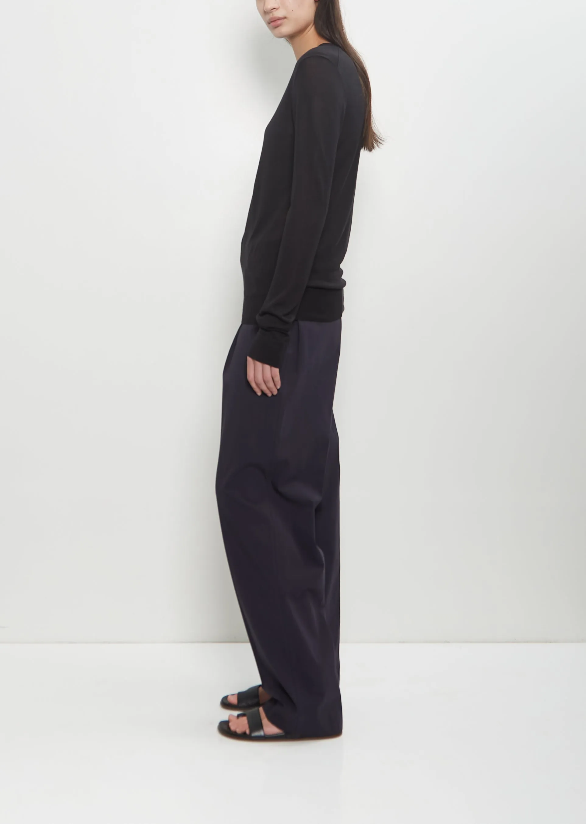 Fine Silk Crew-Neck Knit — Black sold by La Garconne product image thumbnail 2