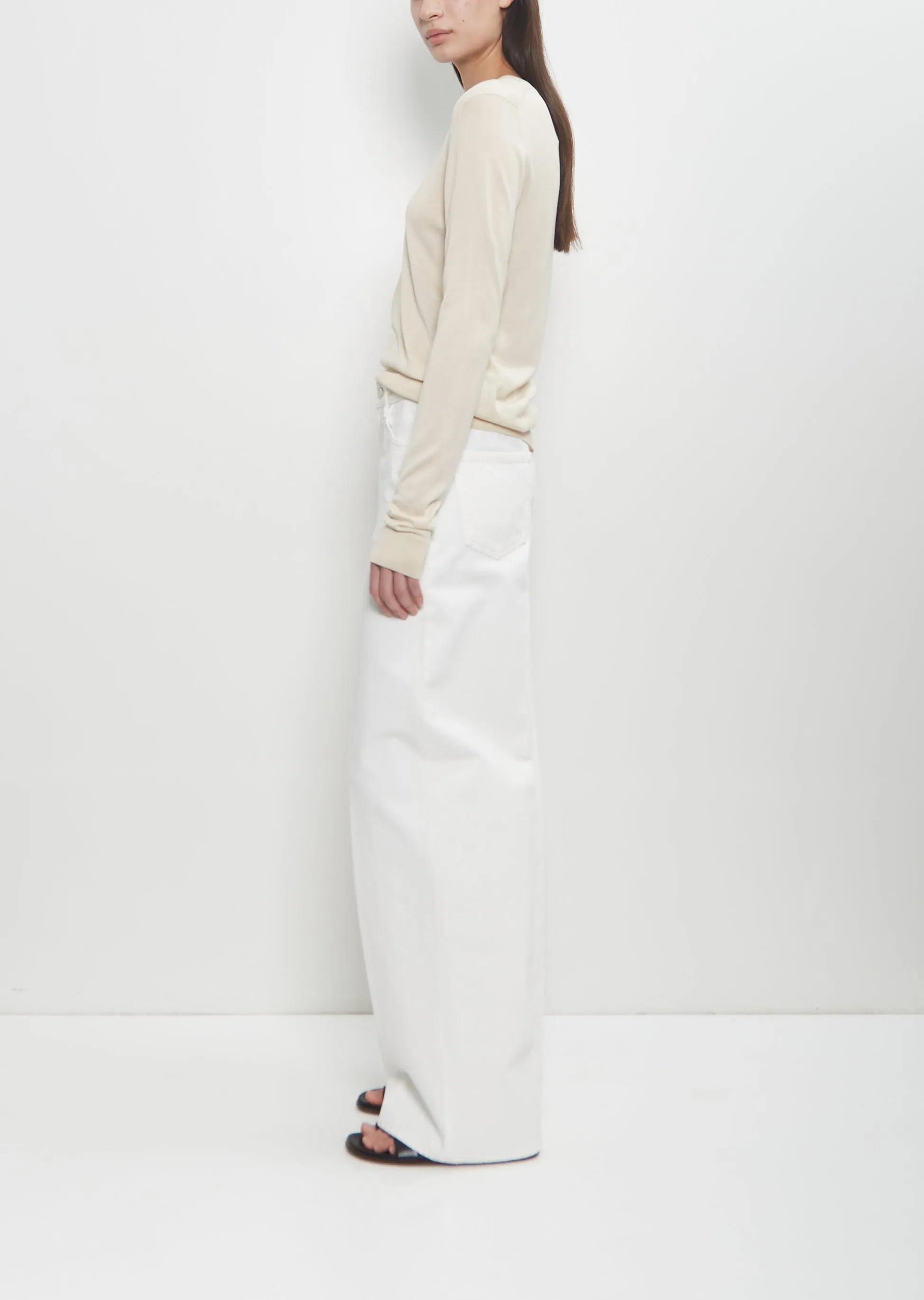 Fine Silk Crew-Neck Knit — Ecru sold by La Garconne product image thumbnail 2